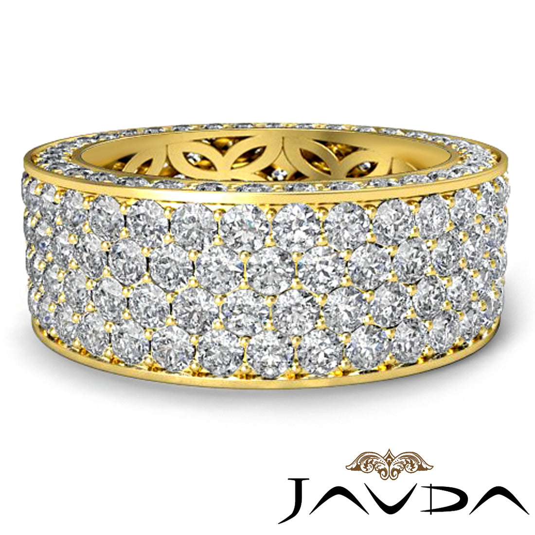 4 Row Pave Eternity Round Diamond Ring Women's Wedding Band 14k White Gold 3.5 Ctw.