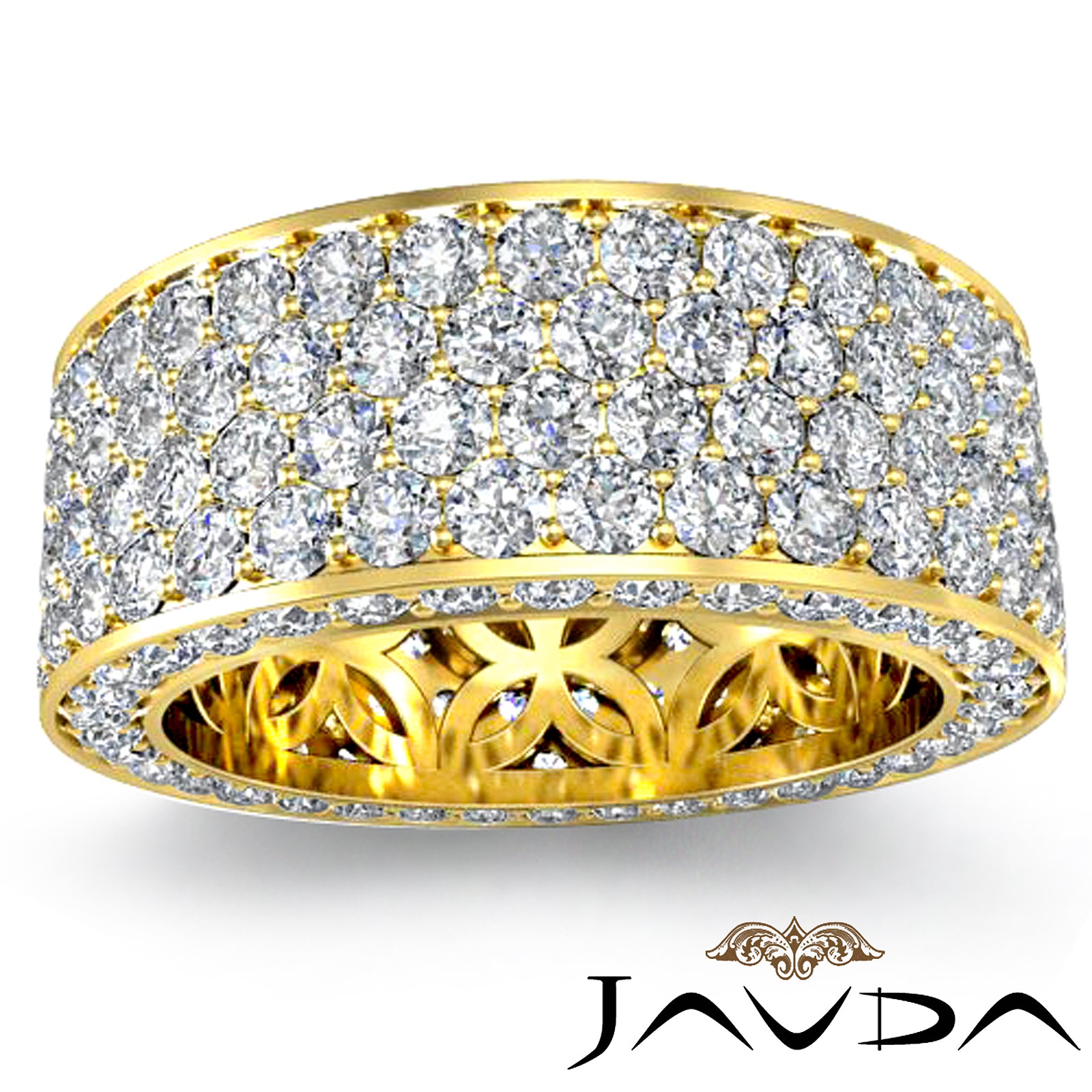 4 Row Pave Eternity Round Diamond Ring Women's Wedding Band 14k White Gold 3.5 Ctw.