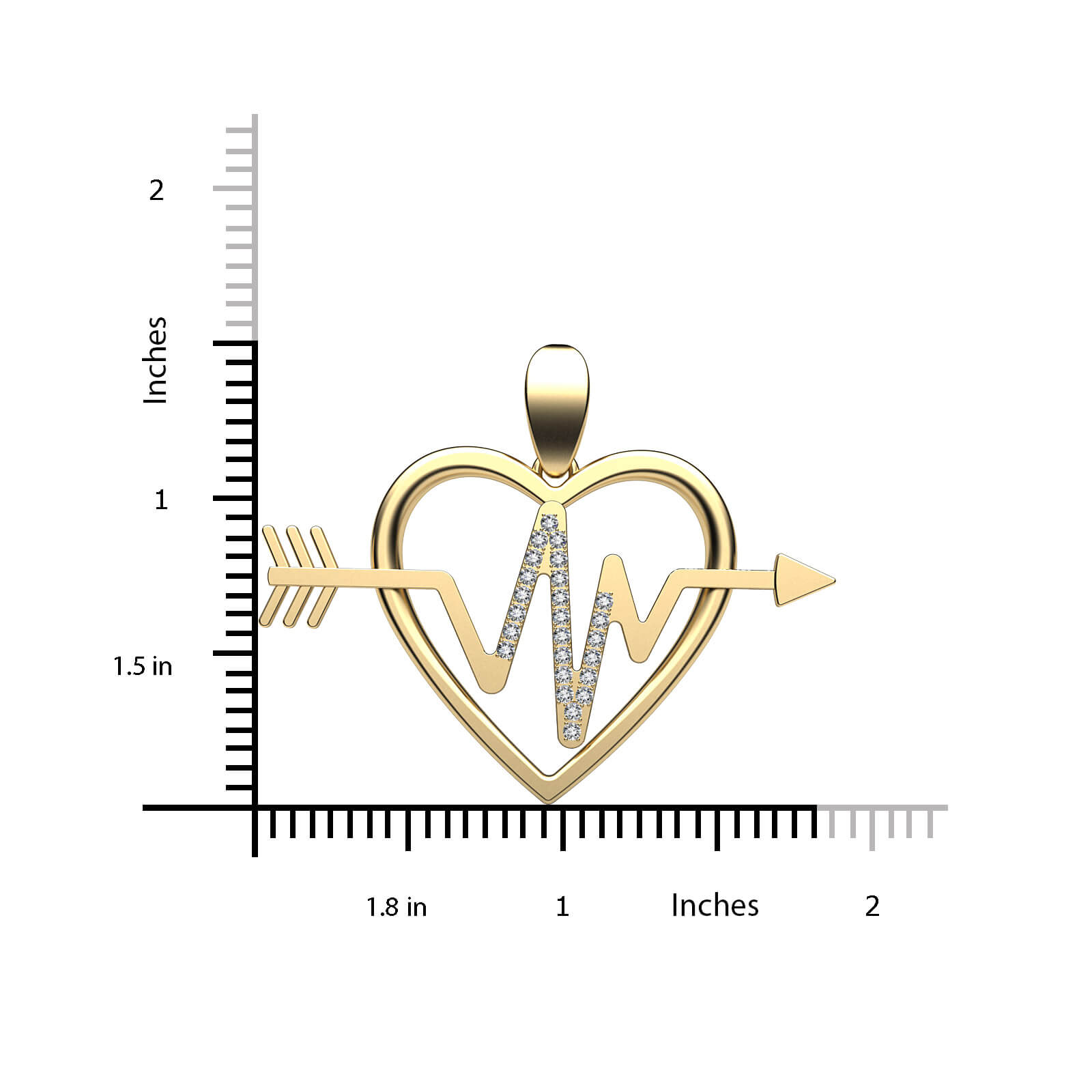 Diamond Heartbeat Heart Pendant Necklace 14k White Gold 18 Inch Chain 0.21Ct