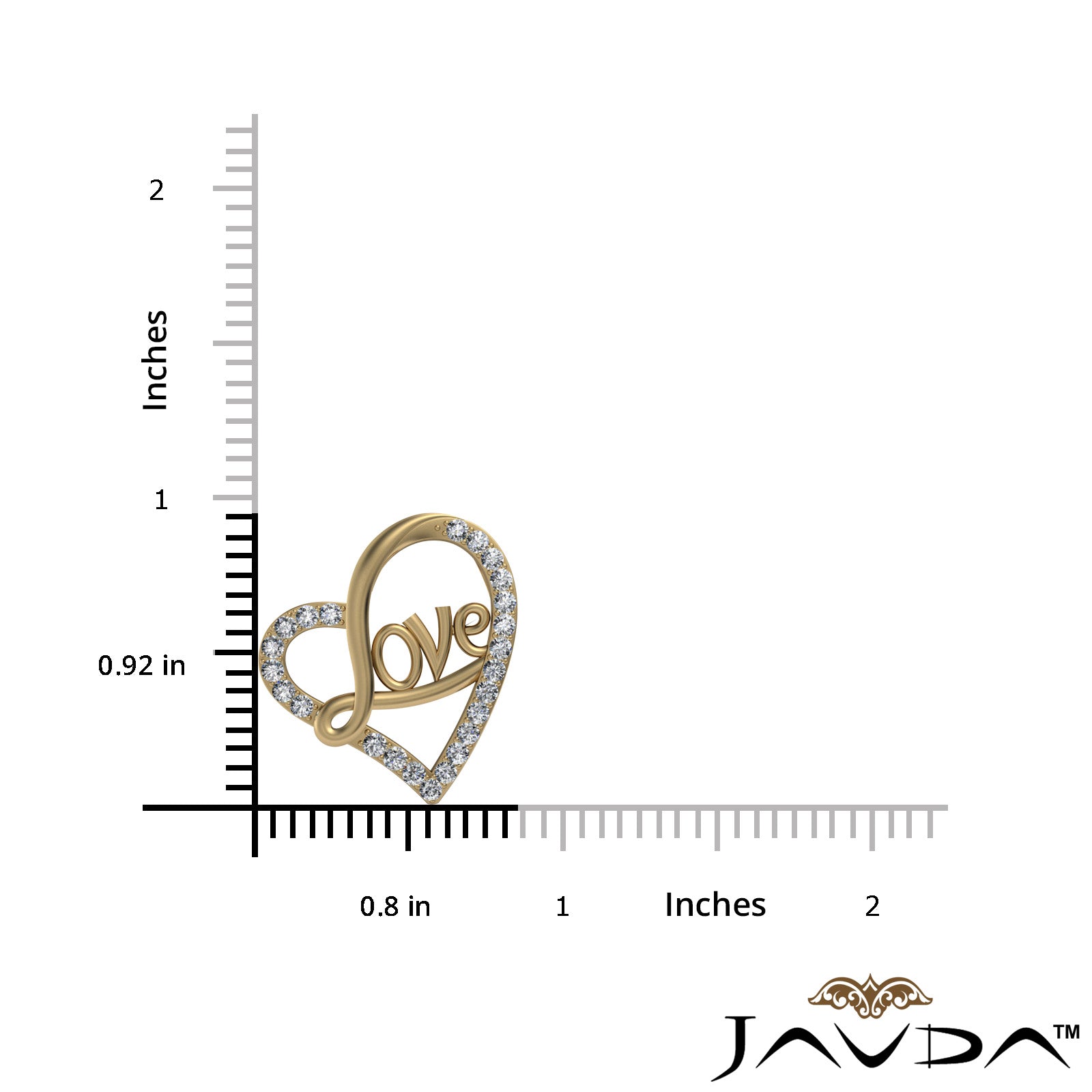 Love Script Heart Pendant Necklace Round Diamond 14k White Gold 0.45Ct