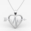 Diamond Heartbeat Heart Pendant Necklace 14k White Gold 18 Inch Chain 0.21Ct