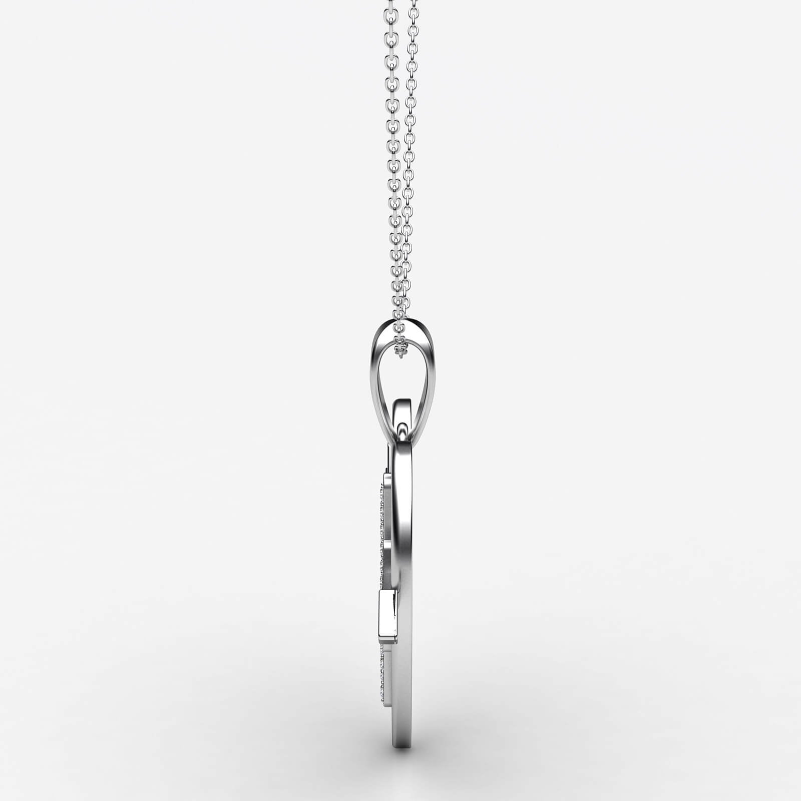 Diamond Heartbeat Heart Pendant Necklace 14k White Gold 18 Inch Chain 0.21Ct