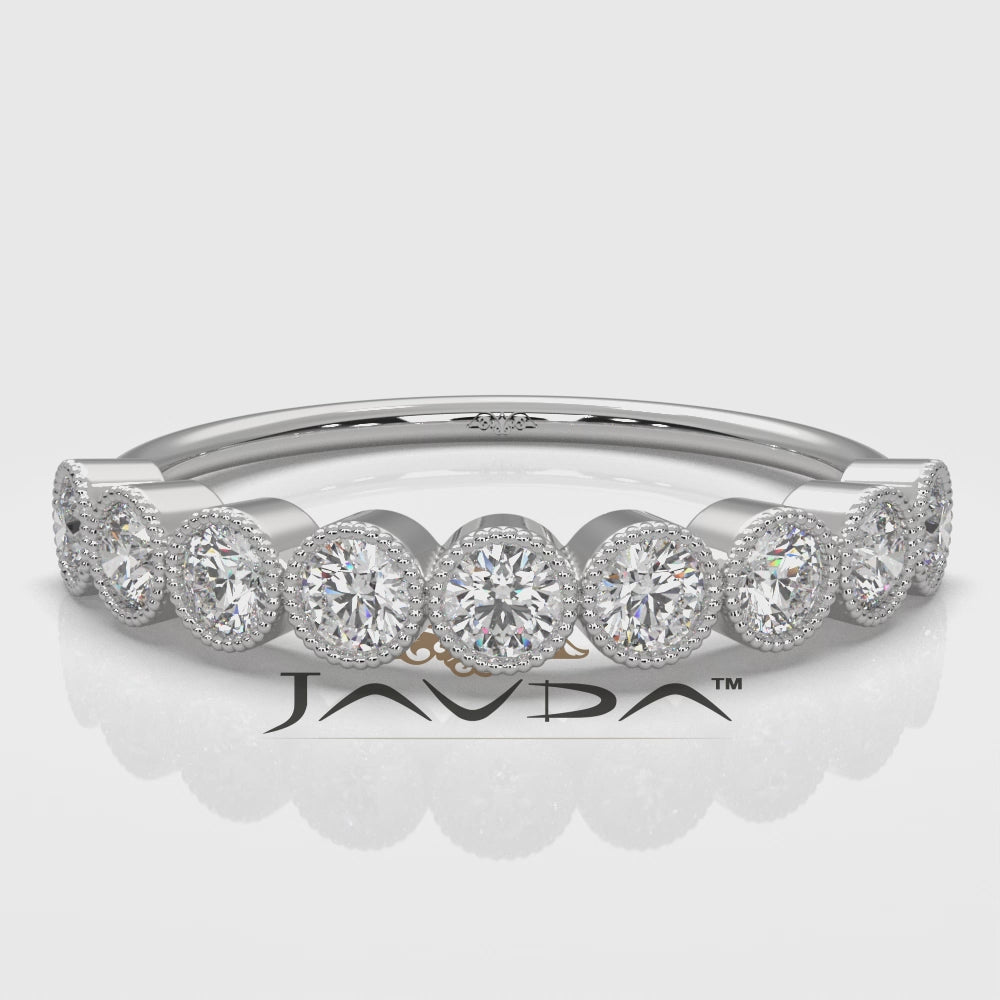 Round Lab Diamond Milgrain Edge Bezel Set Fashion Ring 0.47ctw.