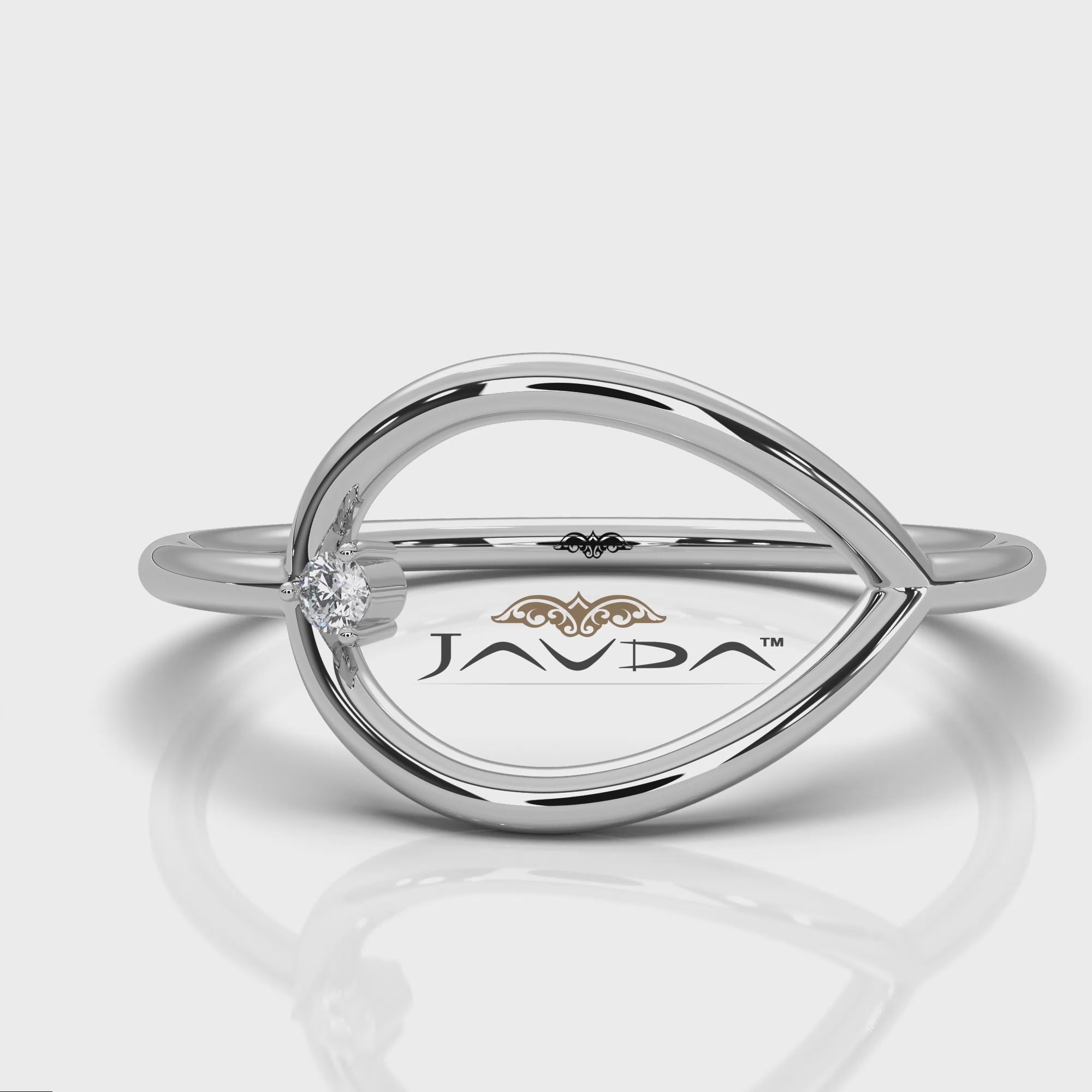 Sleek and Slim Profile Fashionable Open Round Lab Diamond Ring 0.02ctw.