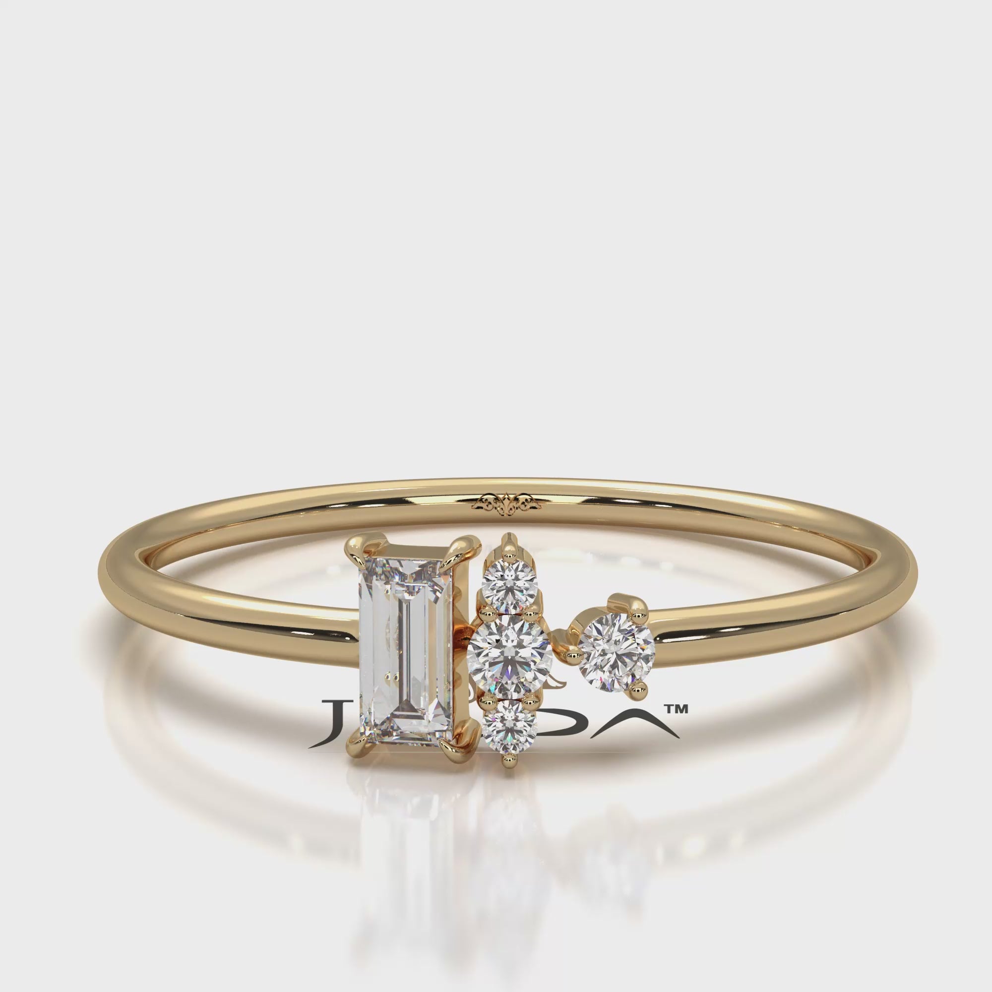 Baguette And Round Cluster Lab Diamond Fashion Ring 0.17ctw.
