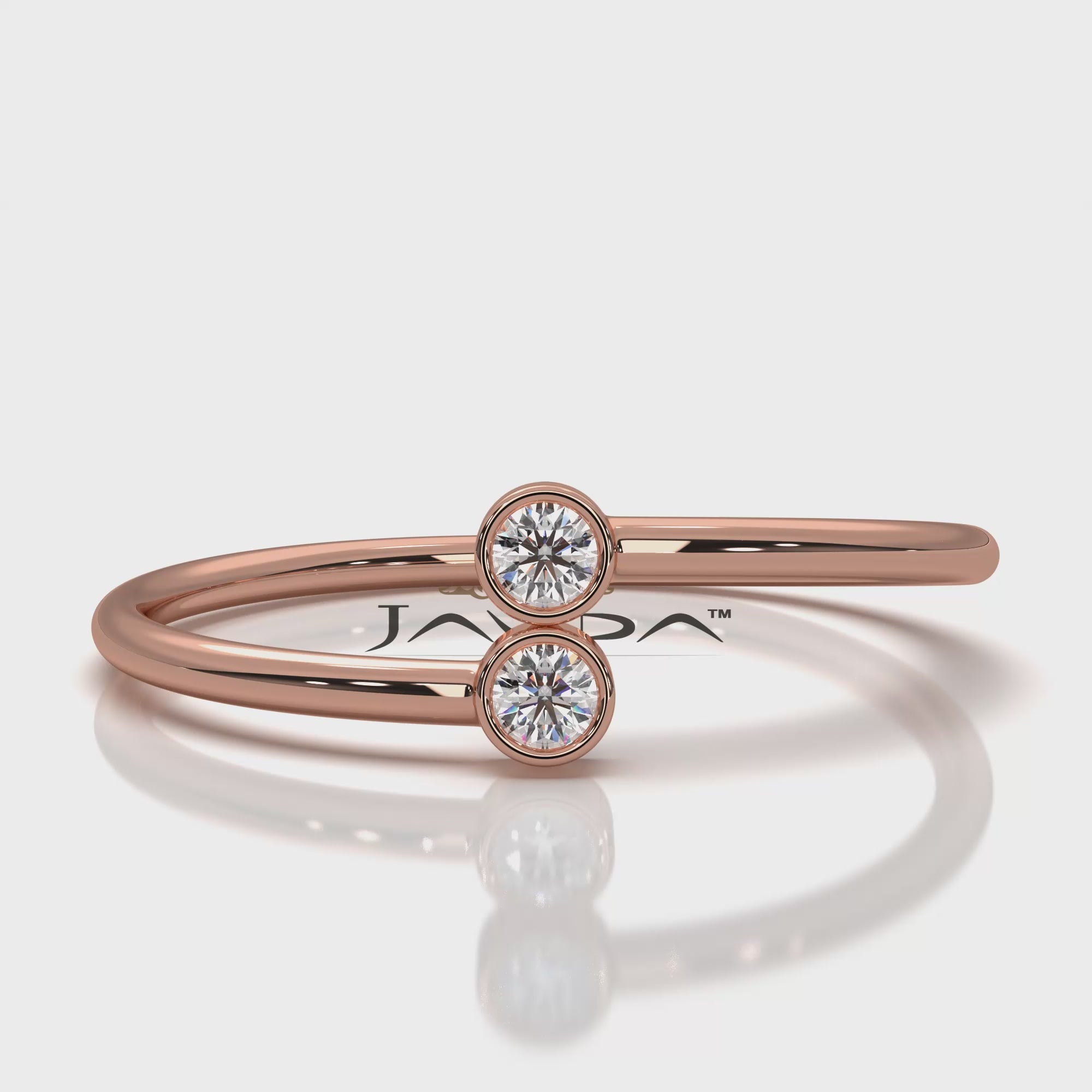 Petite 2 Stone Bezel Round Lab Diamond Fashion Anniversary Ring 0.06ctw.