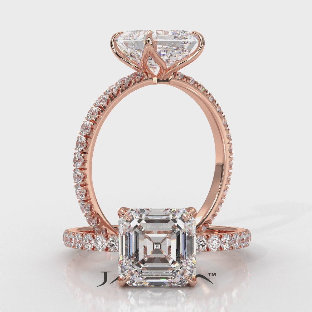 Asscher Diamond Engagement Ring crafted in 14k White Gold