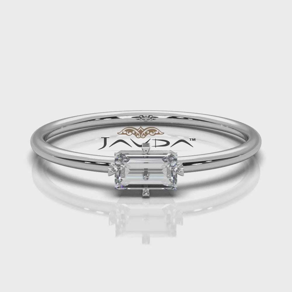Slim Horizontal Baguette Lab Diamond Fashion Prong Set Ring 0.31ctw.