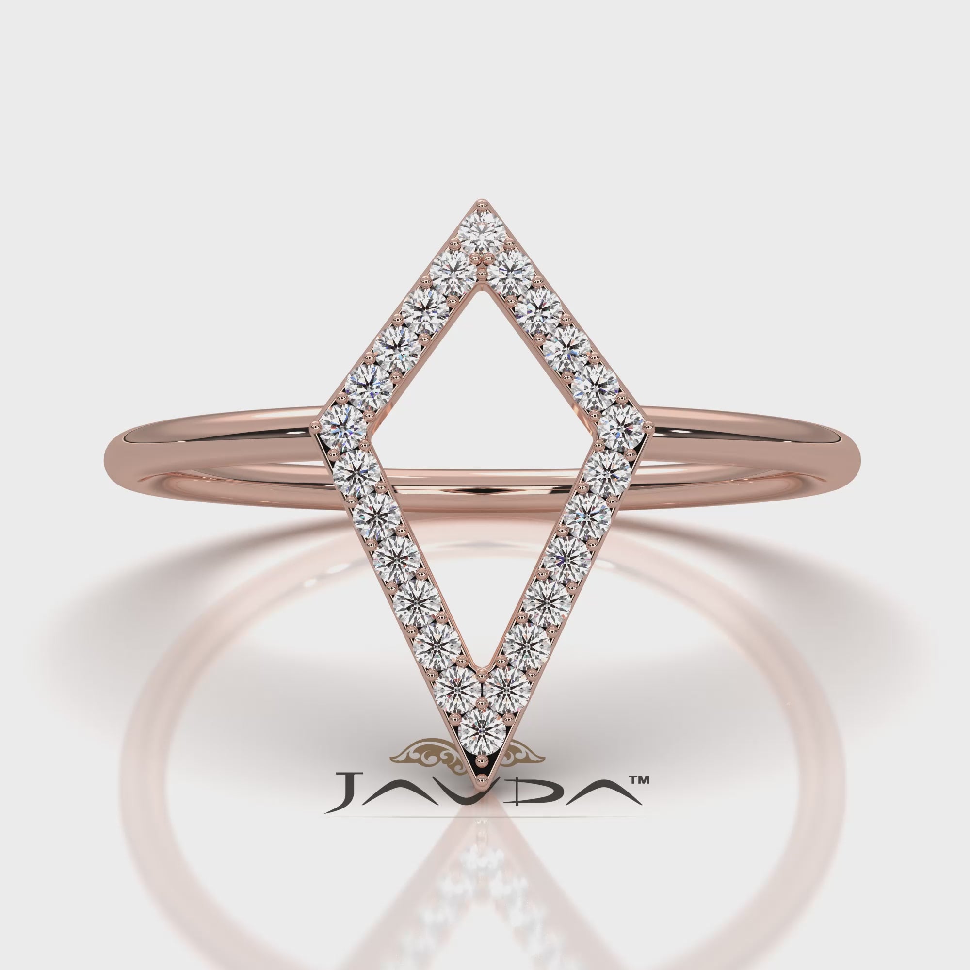 Open Kite Shape Pave Set Lab Diamond Fashion Anniversary Ring 0.1ctw.