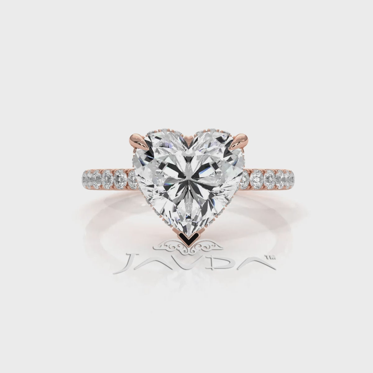 French U Pave Set Hidden Halo Lab Grown Diamond Engagement Ring IGI Certified 3.52 Ctw.