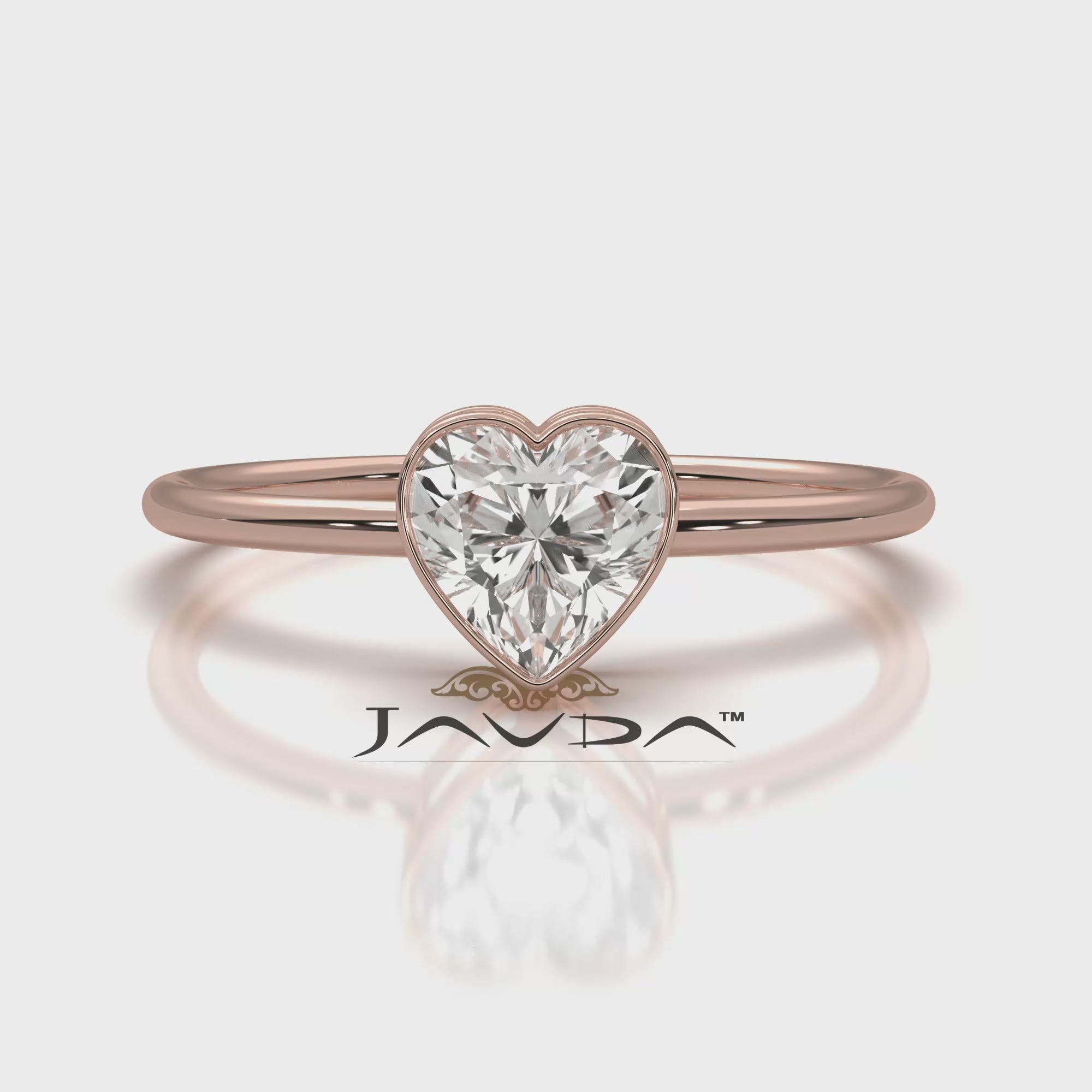 Stackable Heart Lab Diamond Bezel Set Engagement Ring 0.59ctw.