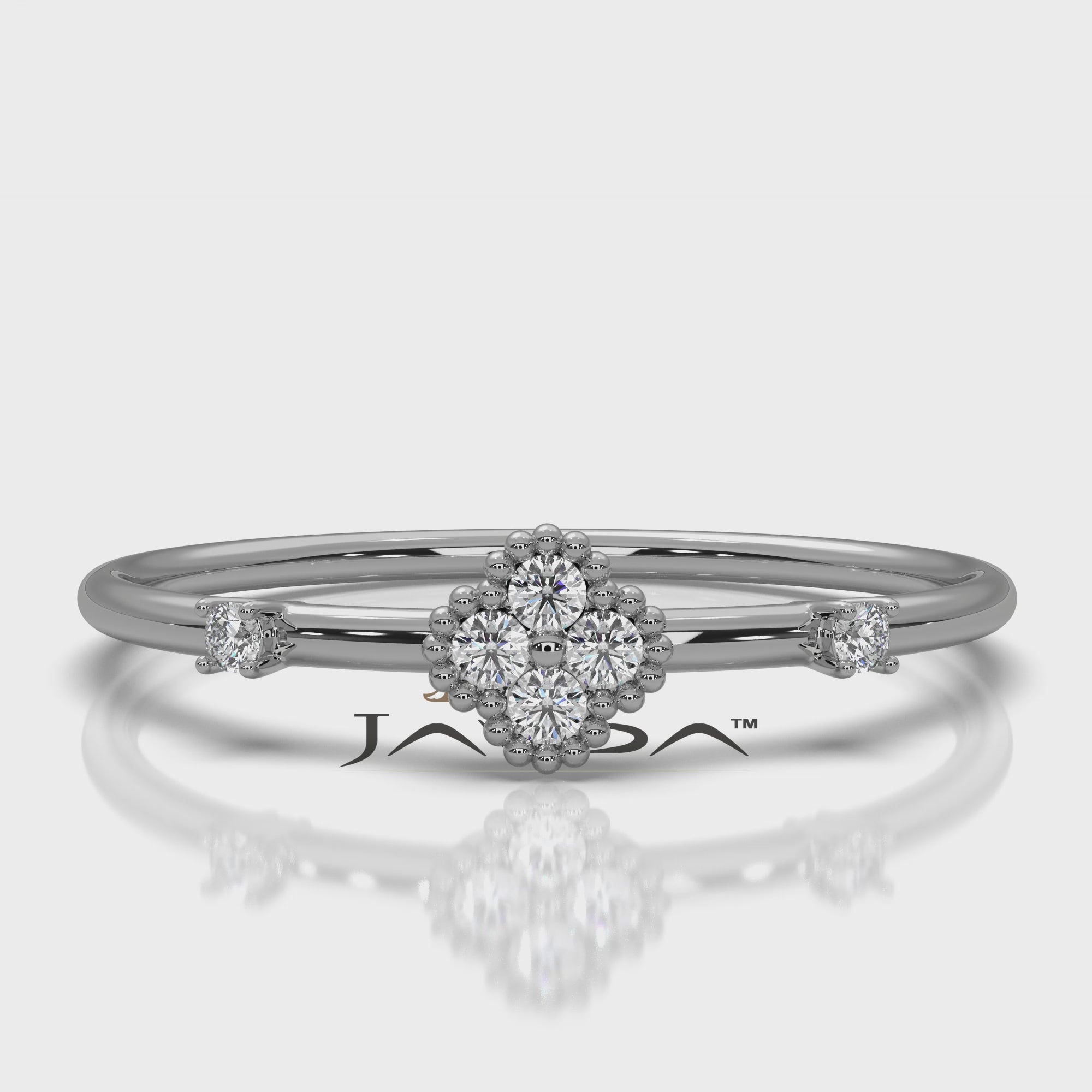Petite Milgrain Minimalist Round Lab Diamond Fashion Ring 0.05ctw.