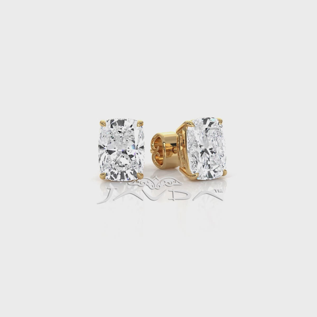 Cushion Lab Grown Diamond Stud Earring IGI Certified in 14k White Gold 4.07 Ctw.