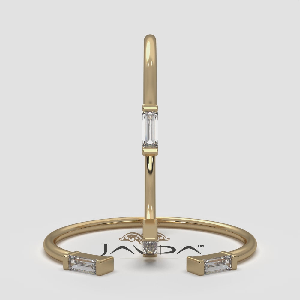 Baguette Lab Diamond Open Shank Cuff Ring 0.06ctw.
