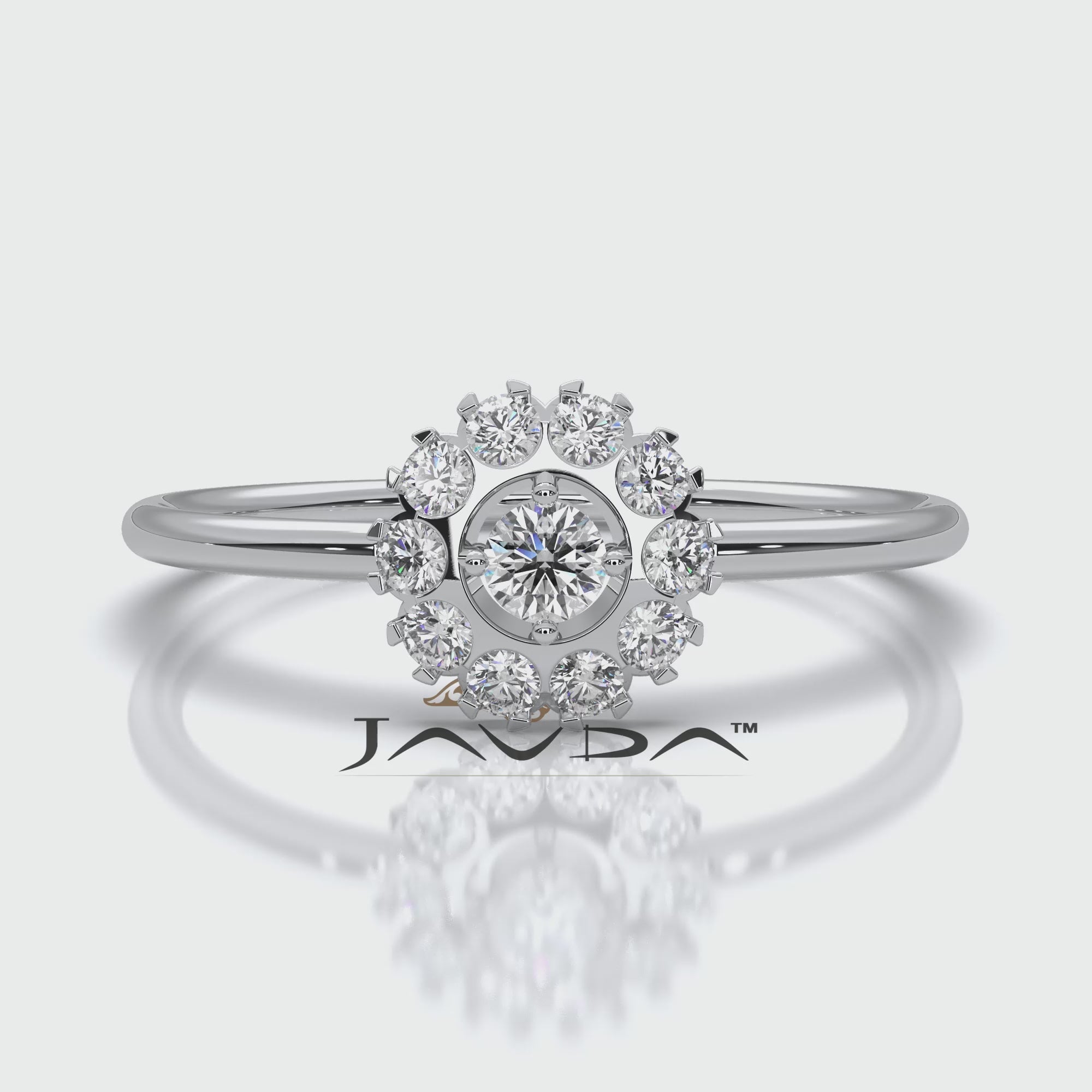 Prong Set Floral Halo Light Weight Lab Diamond Ring Engagement 0.21ctw.