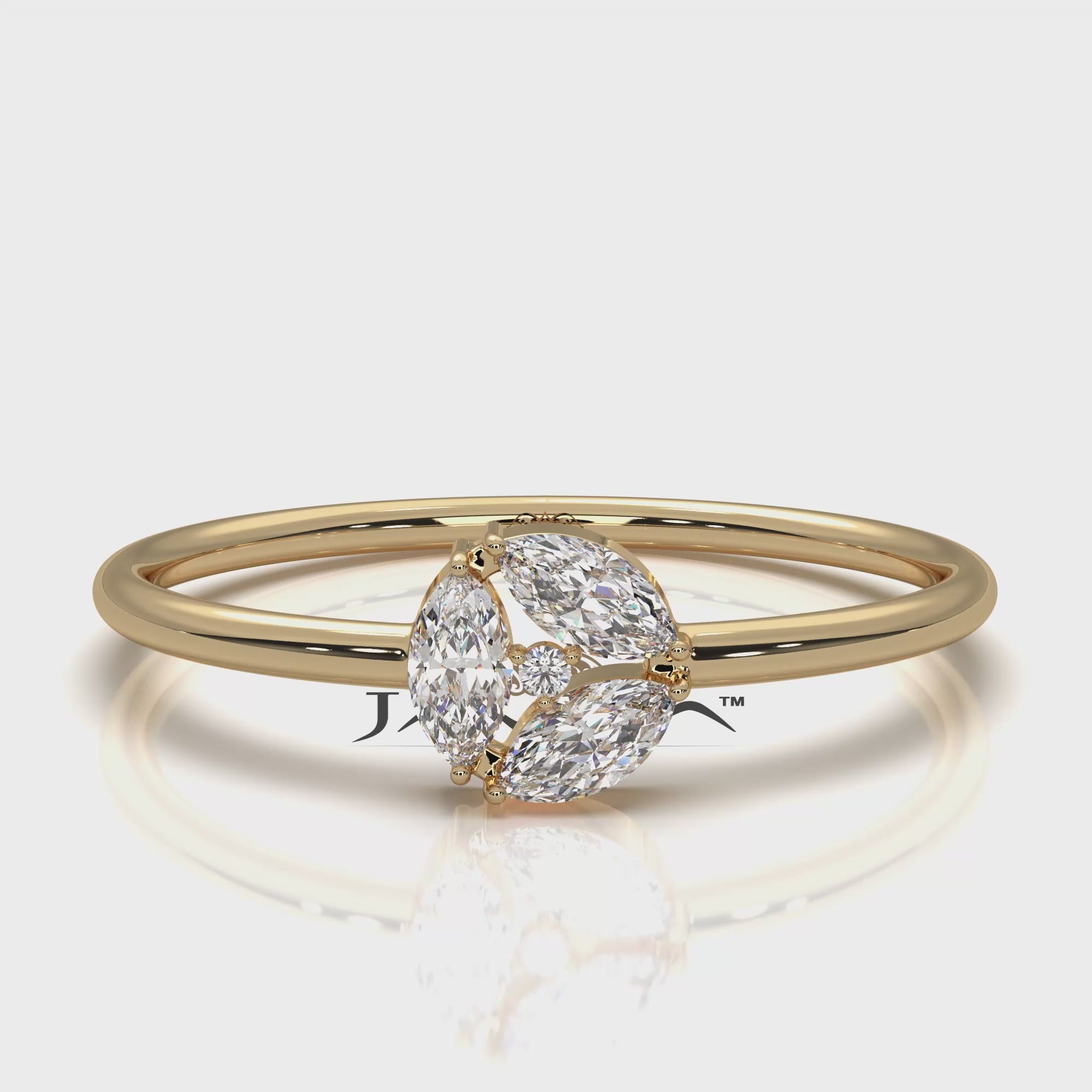 Tiny Round And Marquise Lab Diamond Prong Set Fashion Ring 0.17ctw.