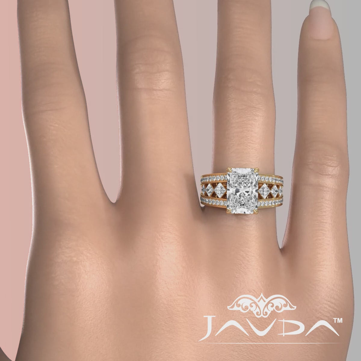 Emerald Cut Lab Grown Diamond Engagement Ring 4.25 Ct IGI Certified with Side Stones