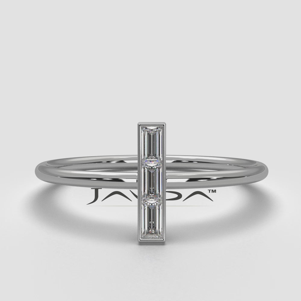 Vertically Set baguette Lab Diamond Fashion Ring 0.13ctw.