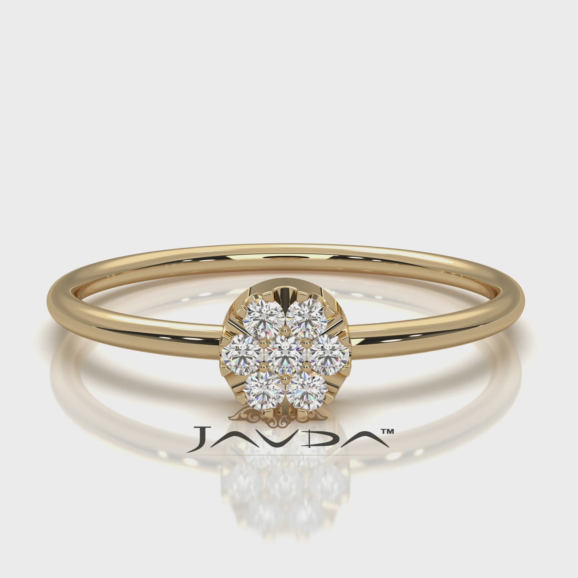 Unique Cluster Round Lab Diamond Prong Set Promise Ring 0.09ctw.