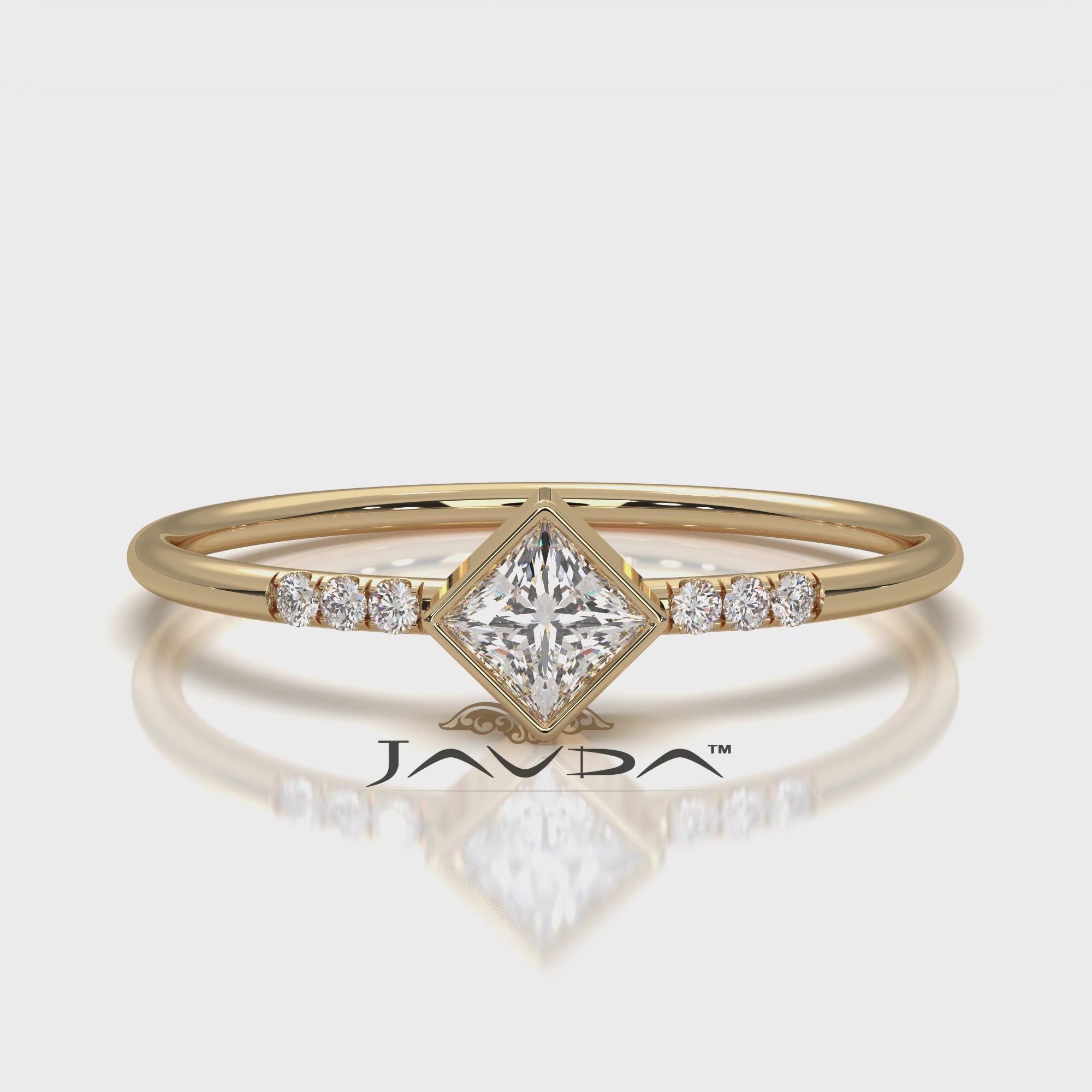 Princess Lab Diamond Bezel Set Fashion Anniversary Ring 0.20ctw.