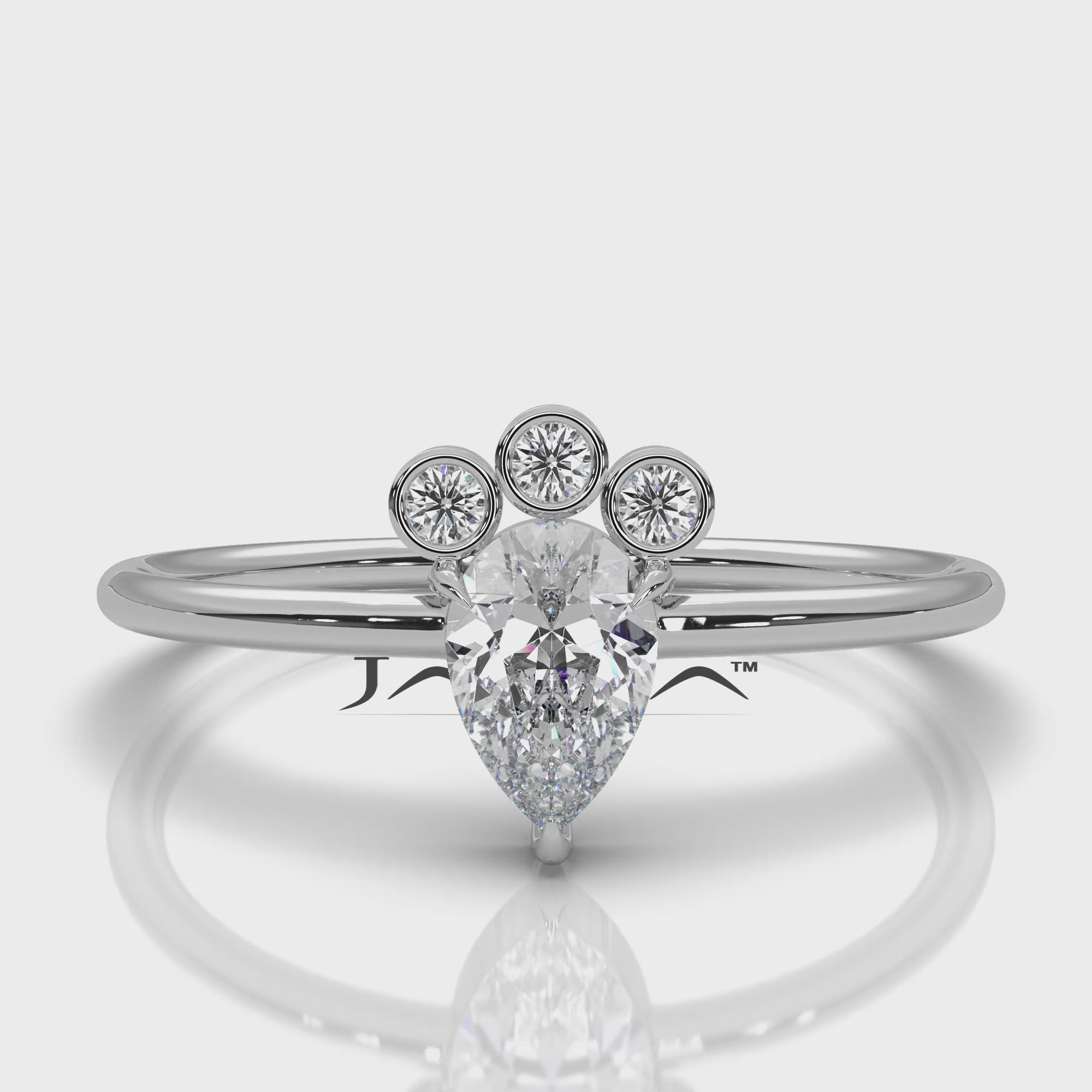 Snow Owl Women's Fashion Pear Lab Diamond Anniversary Ring 0.39ctw.