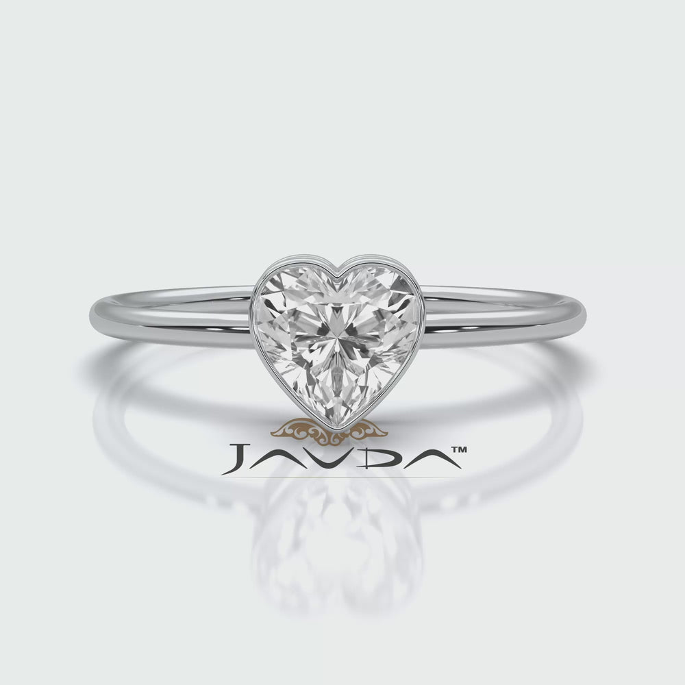 Stackable Heart Lab Diamond Bezel Set Engagement Ring 0.59ctw.