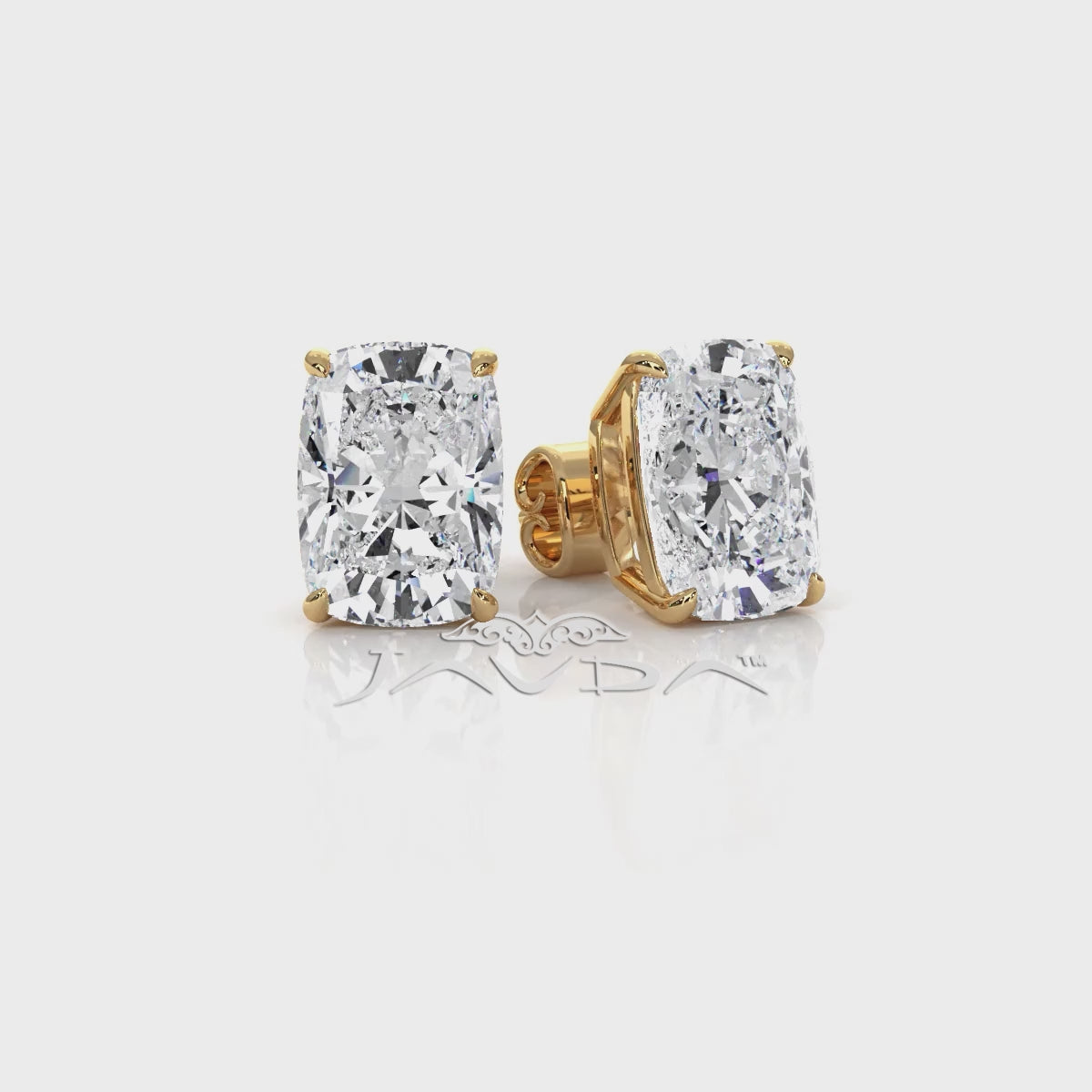 Cushion Lab Grown Diamond Stud Earring IGI Certified in 14k White Gold 4.07 Ctw.