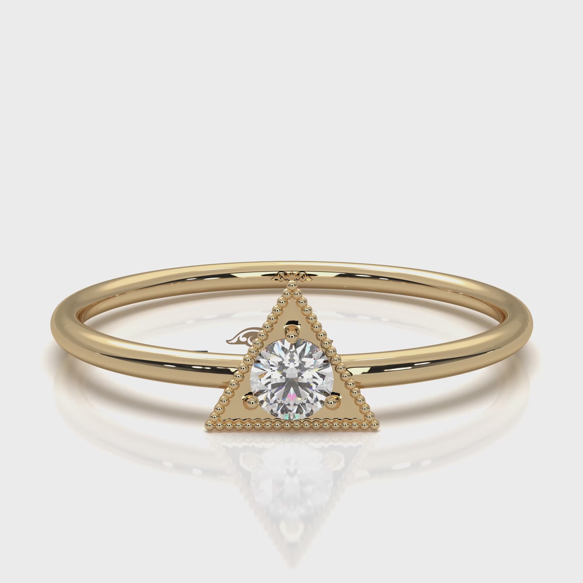 Triangle Milgrain Round Lab Diamond Fashion Anniversary Ring 0.10ctw.
