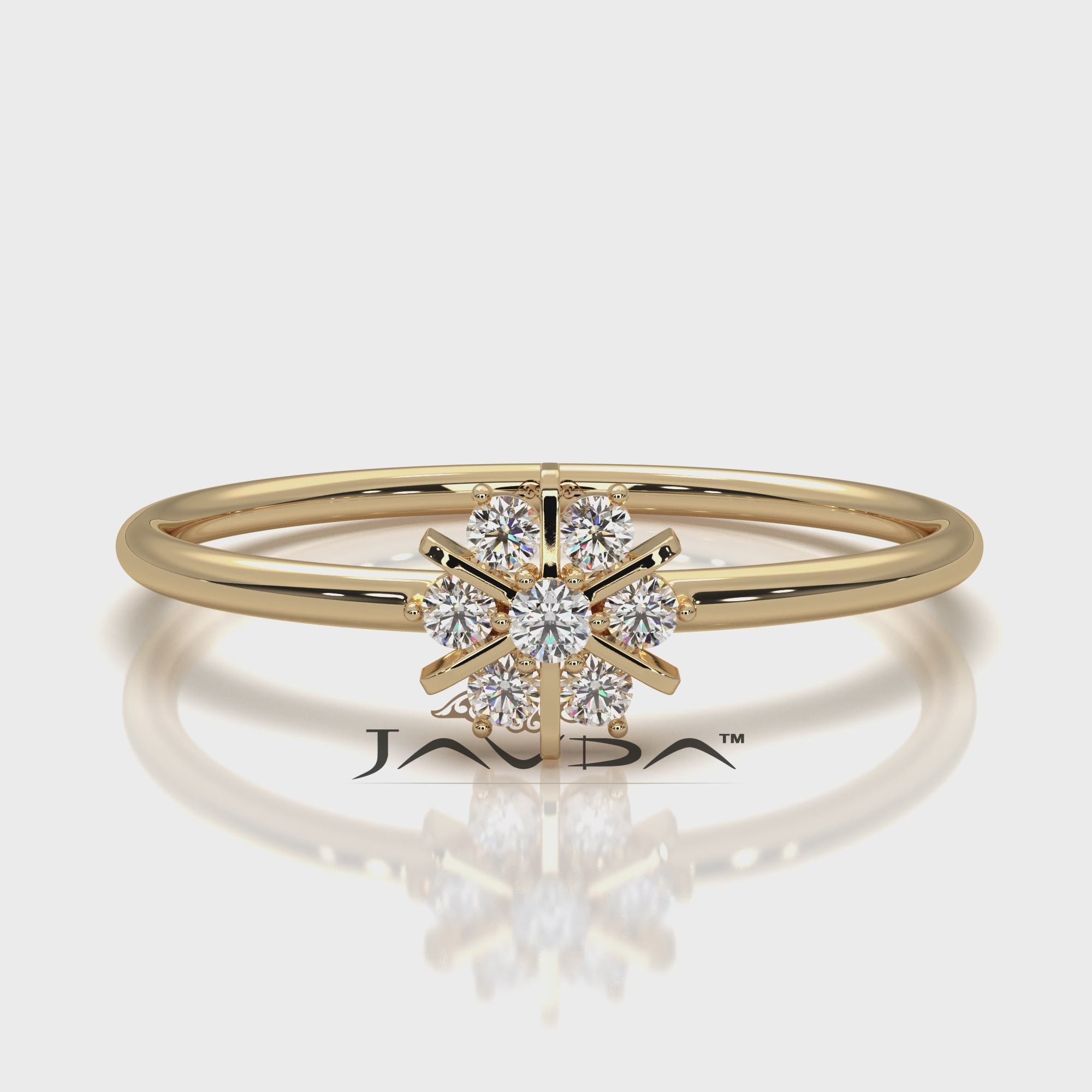 Minimalist Flower Stackable Round Lab Diamond Fashion Ring 0.09ctw.