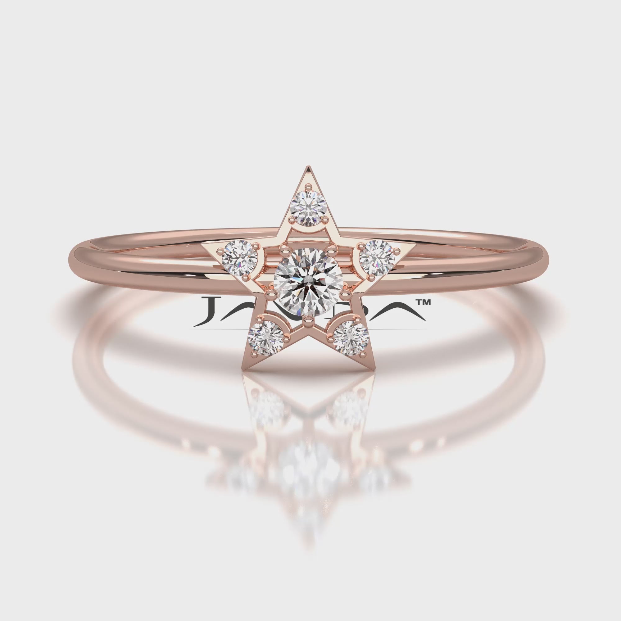 Star Shape Light Weight Round Lab Diamond Fashion Ring 0.12ctw.
