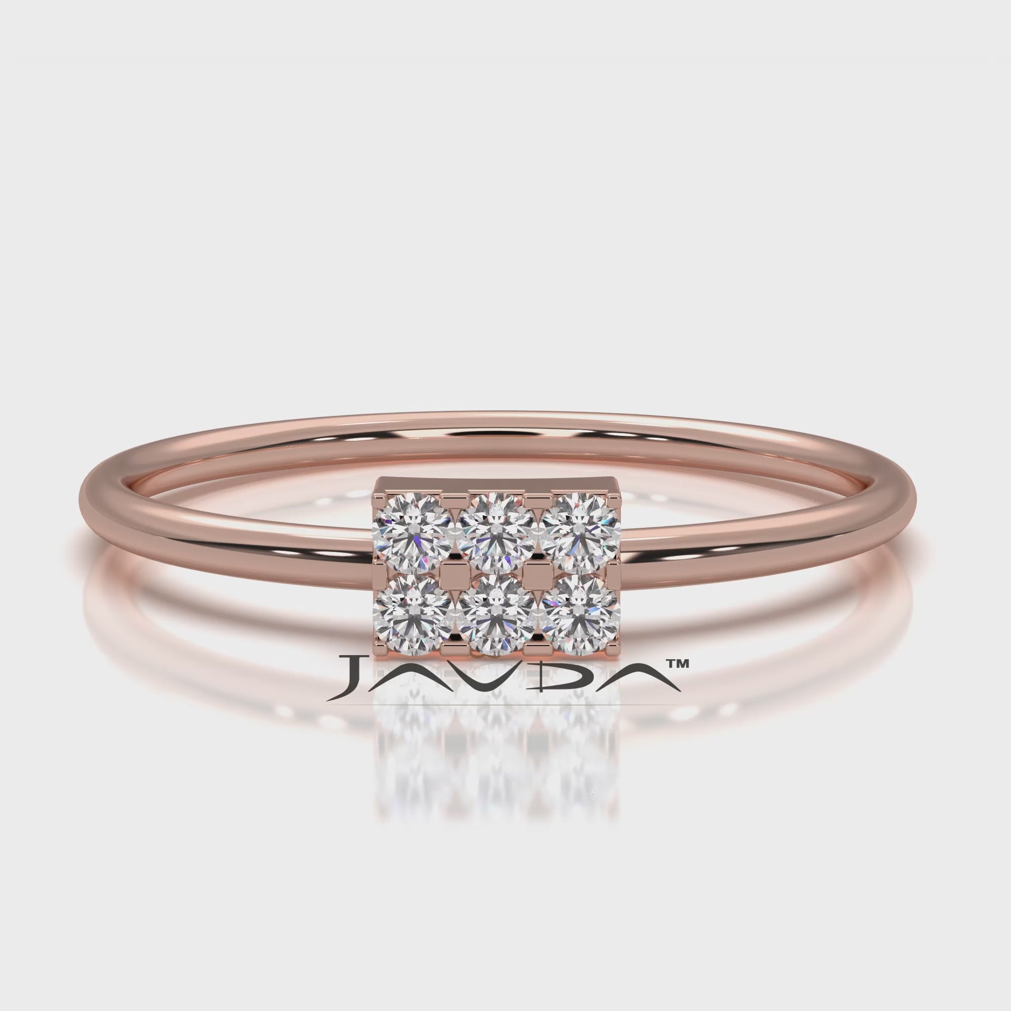 Slim Minimalist Rectangle Shape Lab Diamond Engagement Ring 0.11ctw.