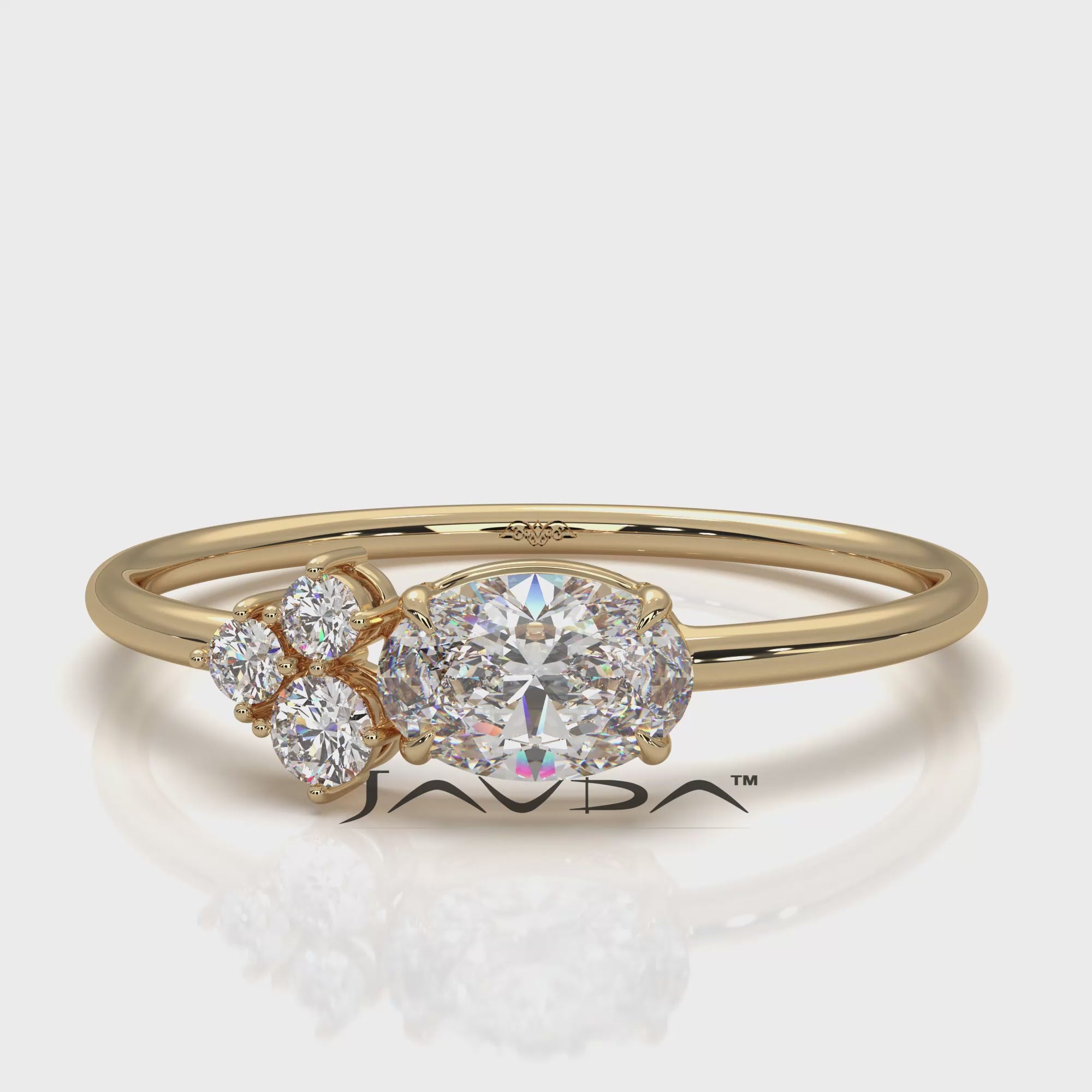 Minimalist Cluster Oval Round Lab Diamond Prong Set Fashion Ring 0.44ctw.