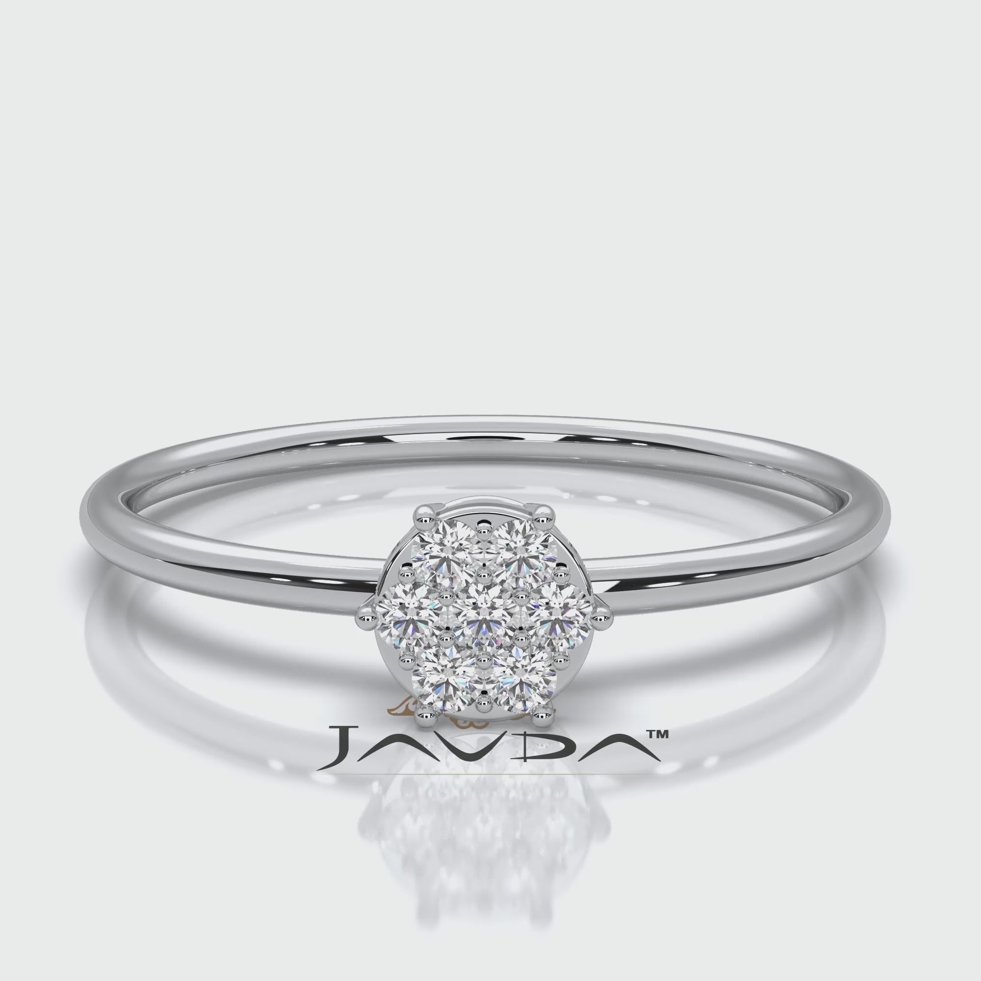 Minimalist Fashionable Petite Round Lab Diamond Prong Set Ring 0.09ctw.