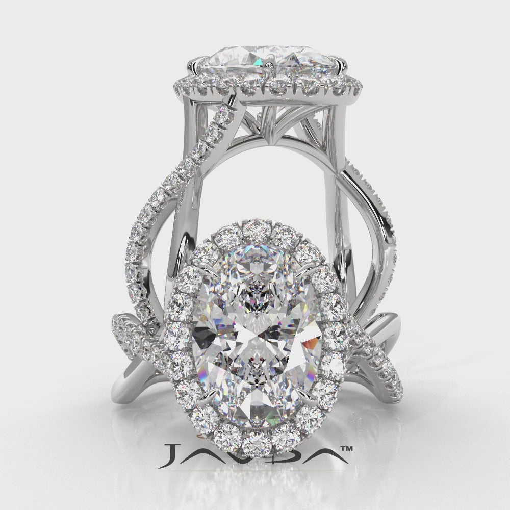 Twisted Halo XOXO Style Lab Grown Diamond Engagement Ring IGI Certified 3.70 Ctw.