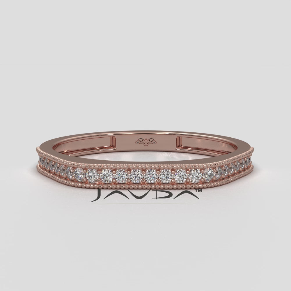 Round Lab Diamond Milgrain Edge Wedding Ring 0.16ctw.