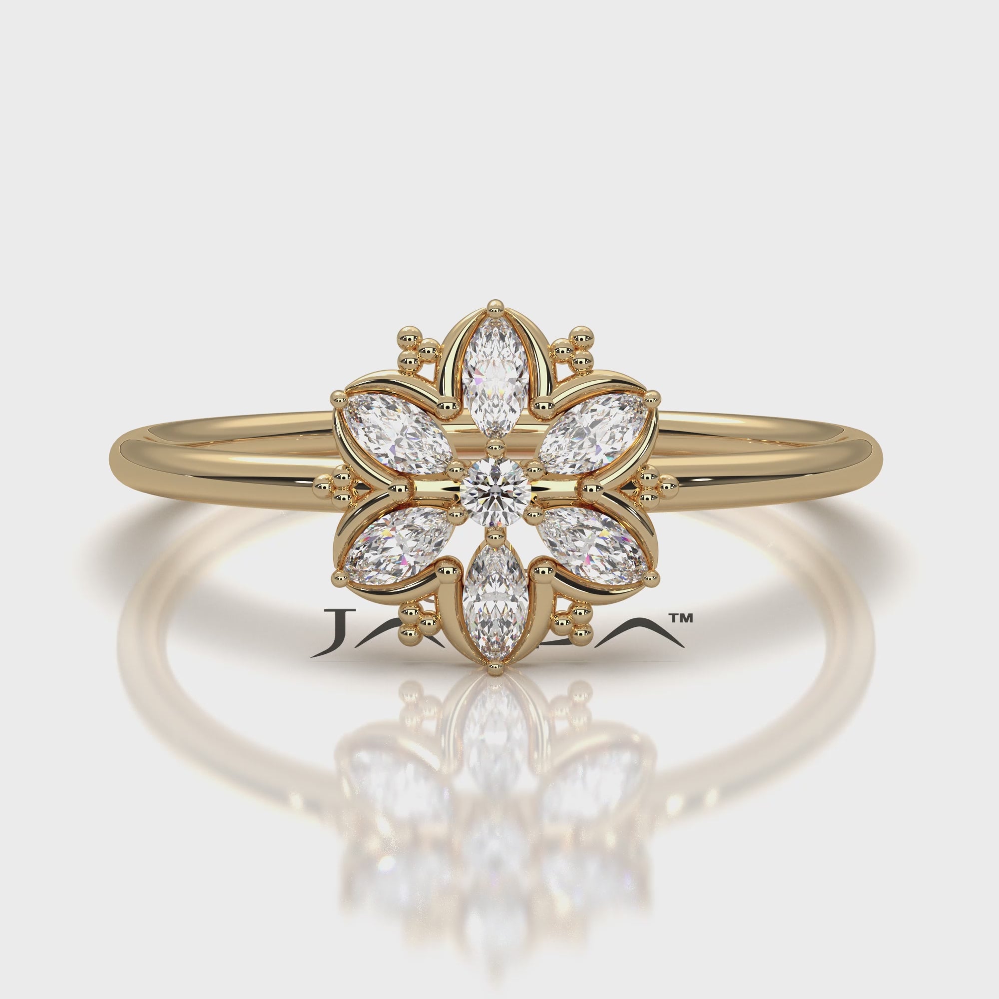 Minimalist Flower Fashion Lab Diamond Engagement Ring 0.15ctw.