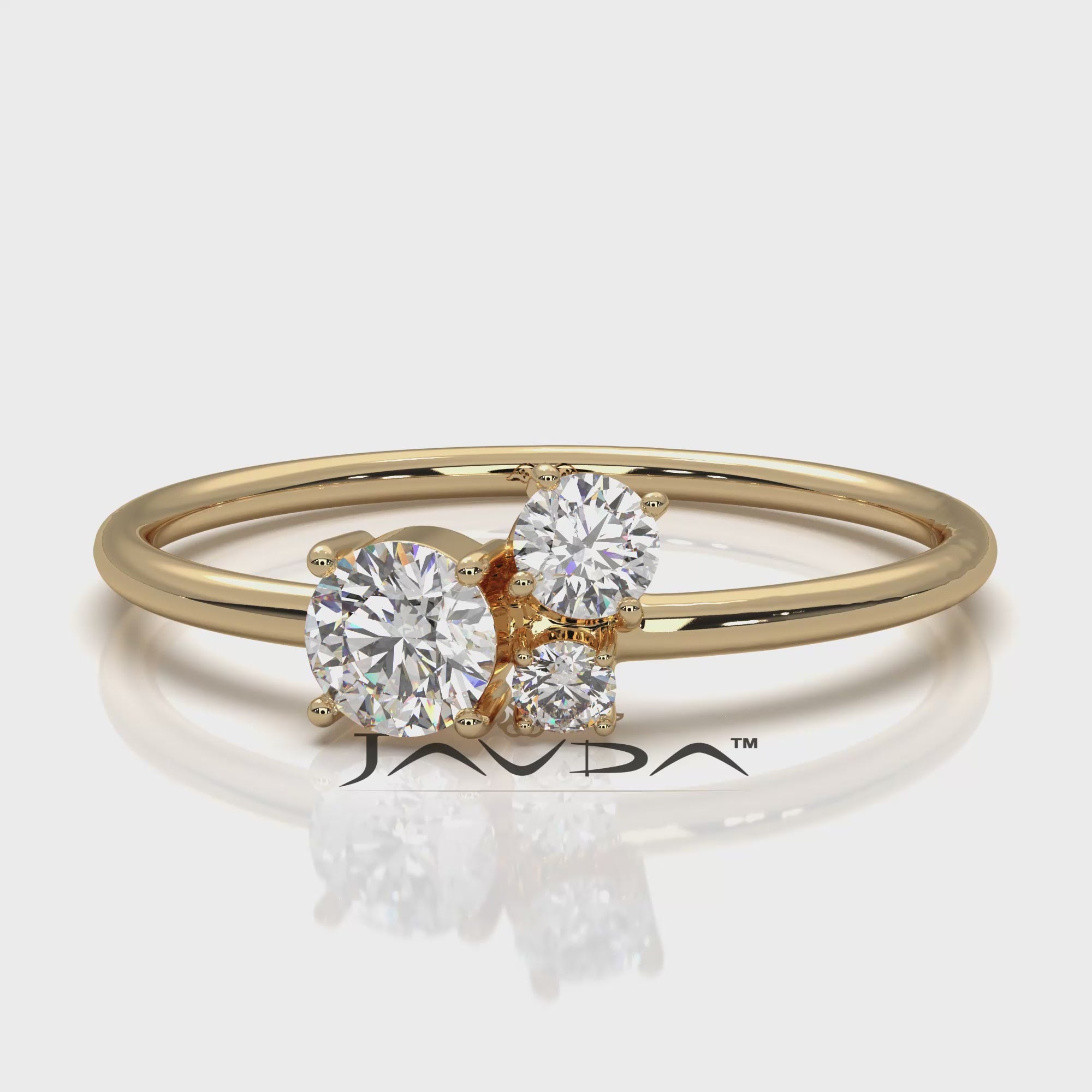 3 Stone Cluster Slim Round Lab Diamond Fashion Ring 0.15ctw.