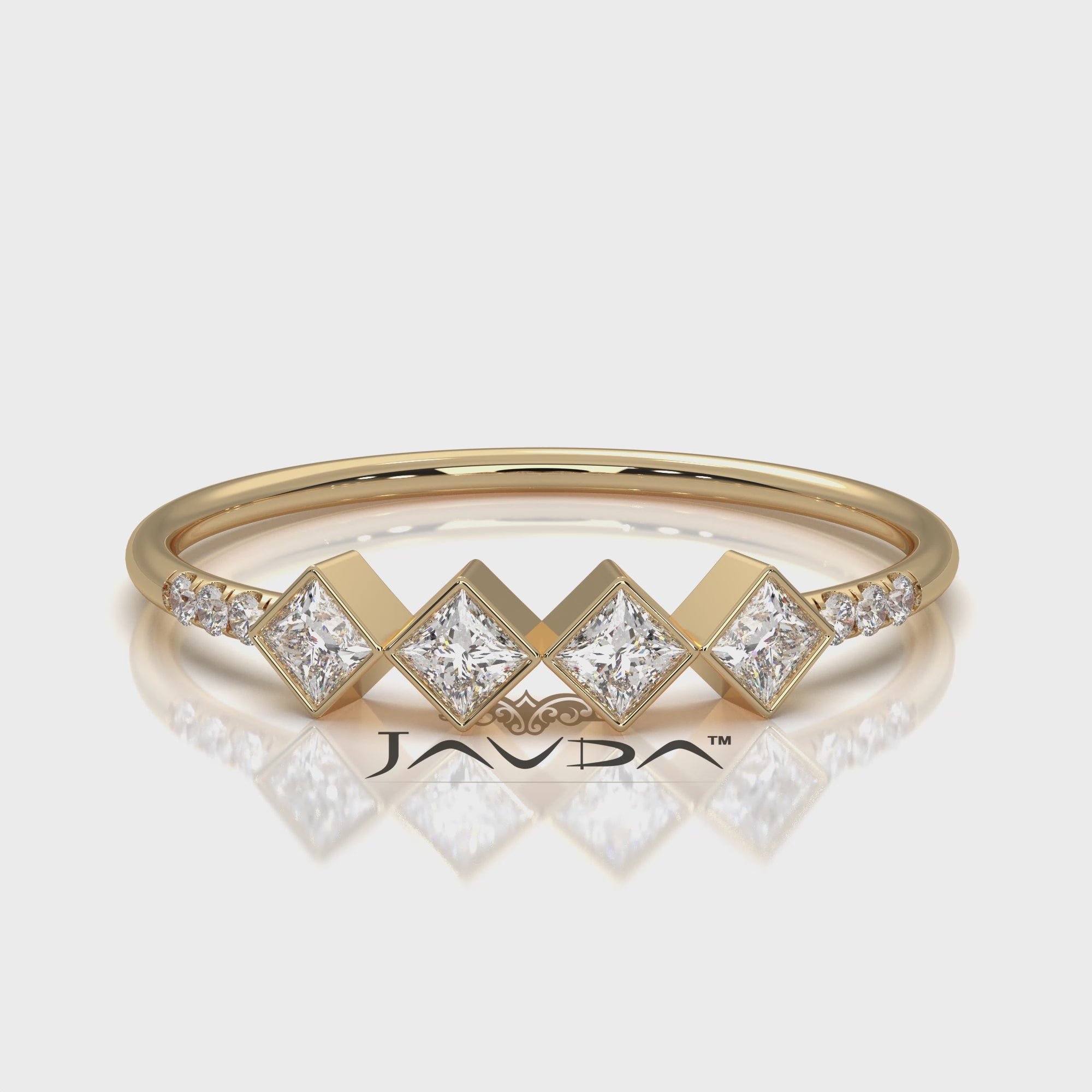 4 Stone Cluster Bezel Set Round Lab Diamond Fashion Ring 0.23ctw.