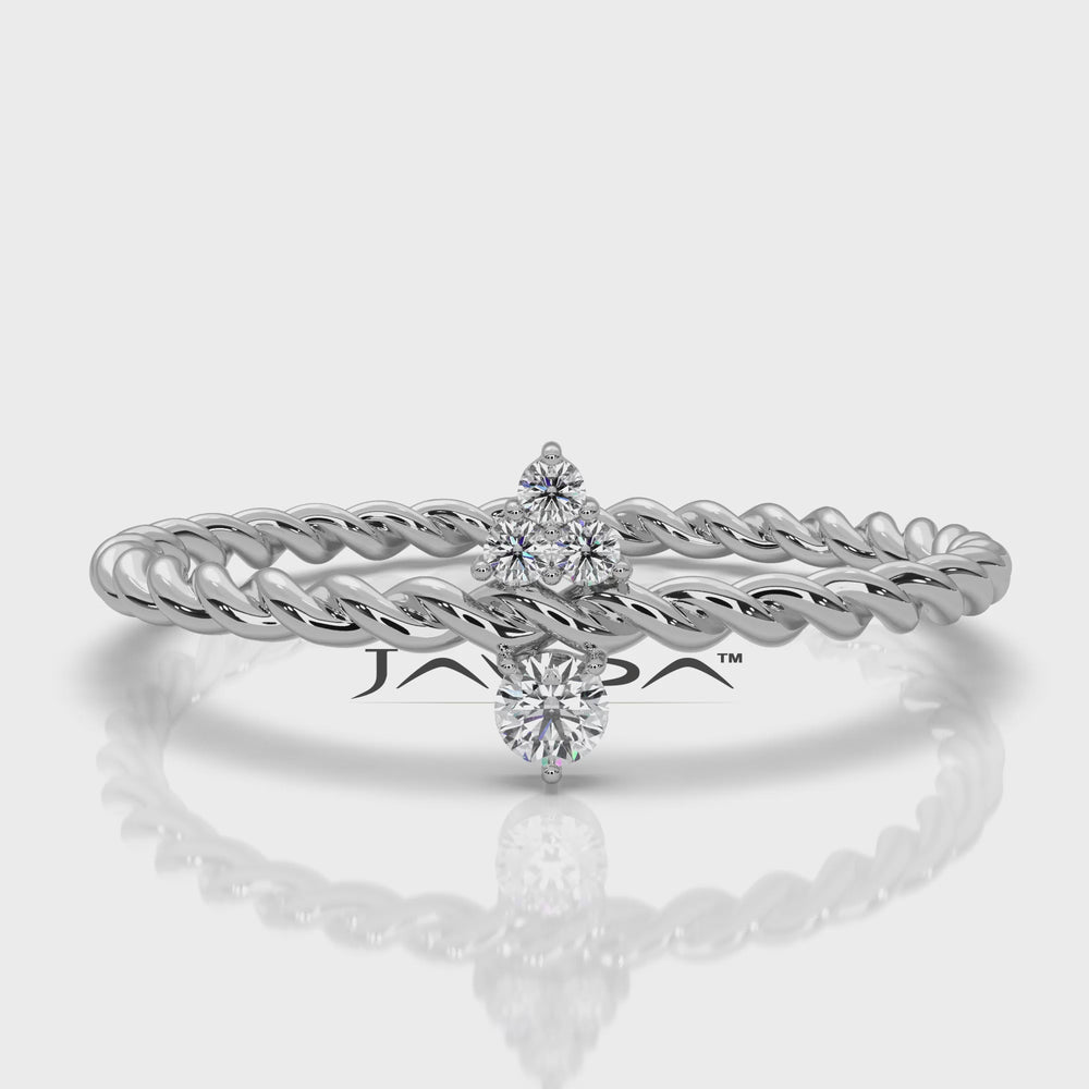 Twisted Rope Mini Cluster Fashion Lab Diamond Wedding Ring 0.06ctw.