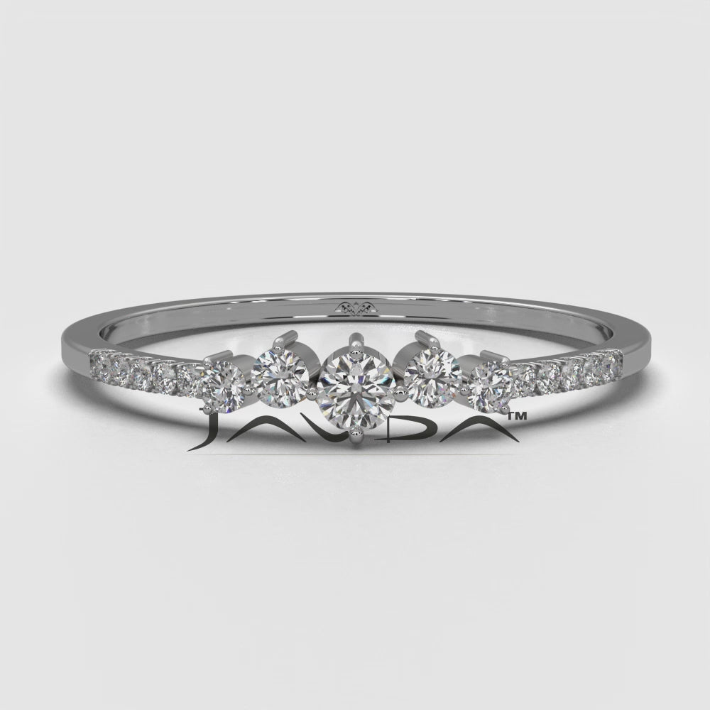 Sleek & Slim Fashionable French Pave Set Round Lab Diamond Fashion Ring 0.16ctw.