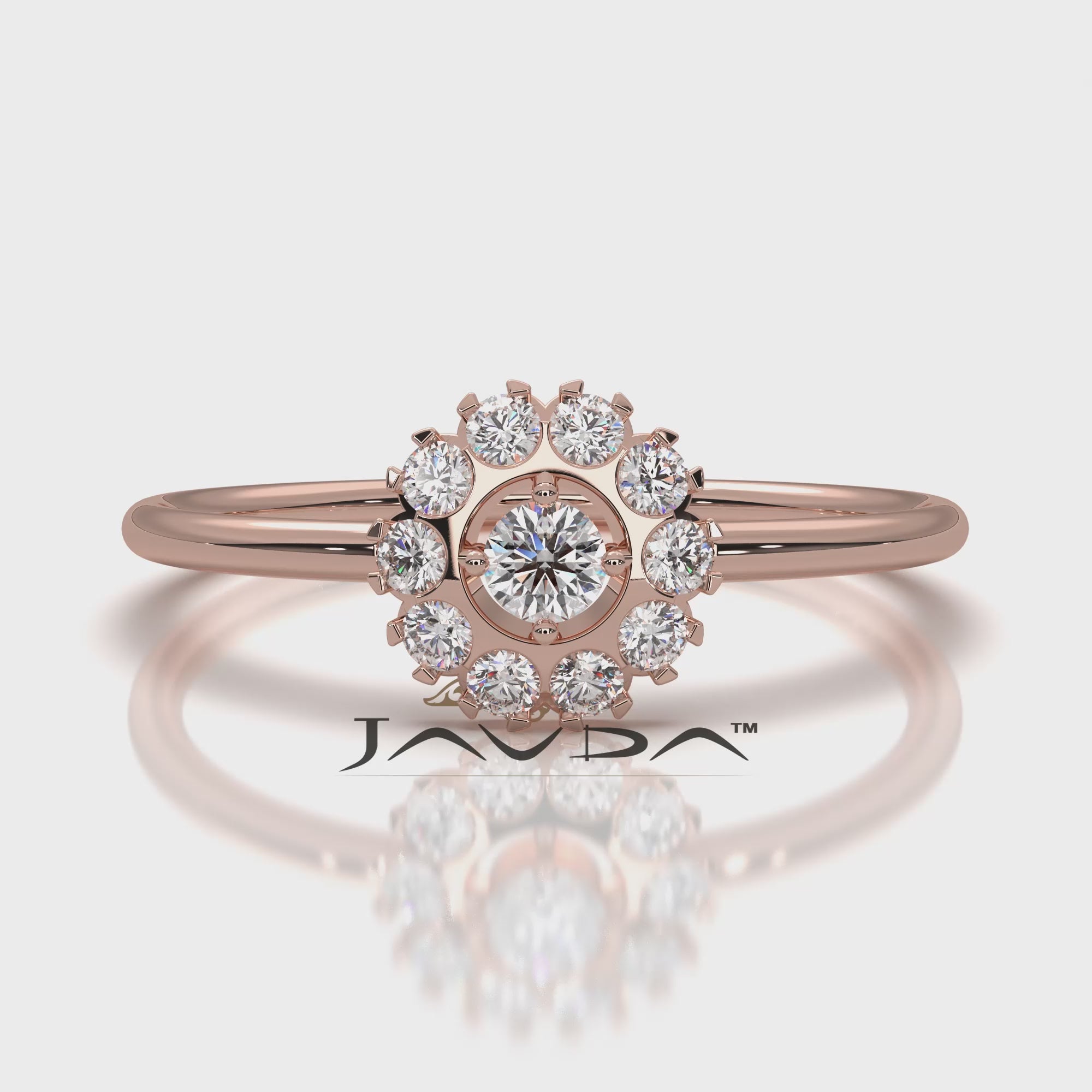 Prong Set Floral Halo Light Weight Lab Diamond Ring Engagement 0.21ctw.