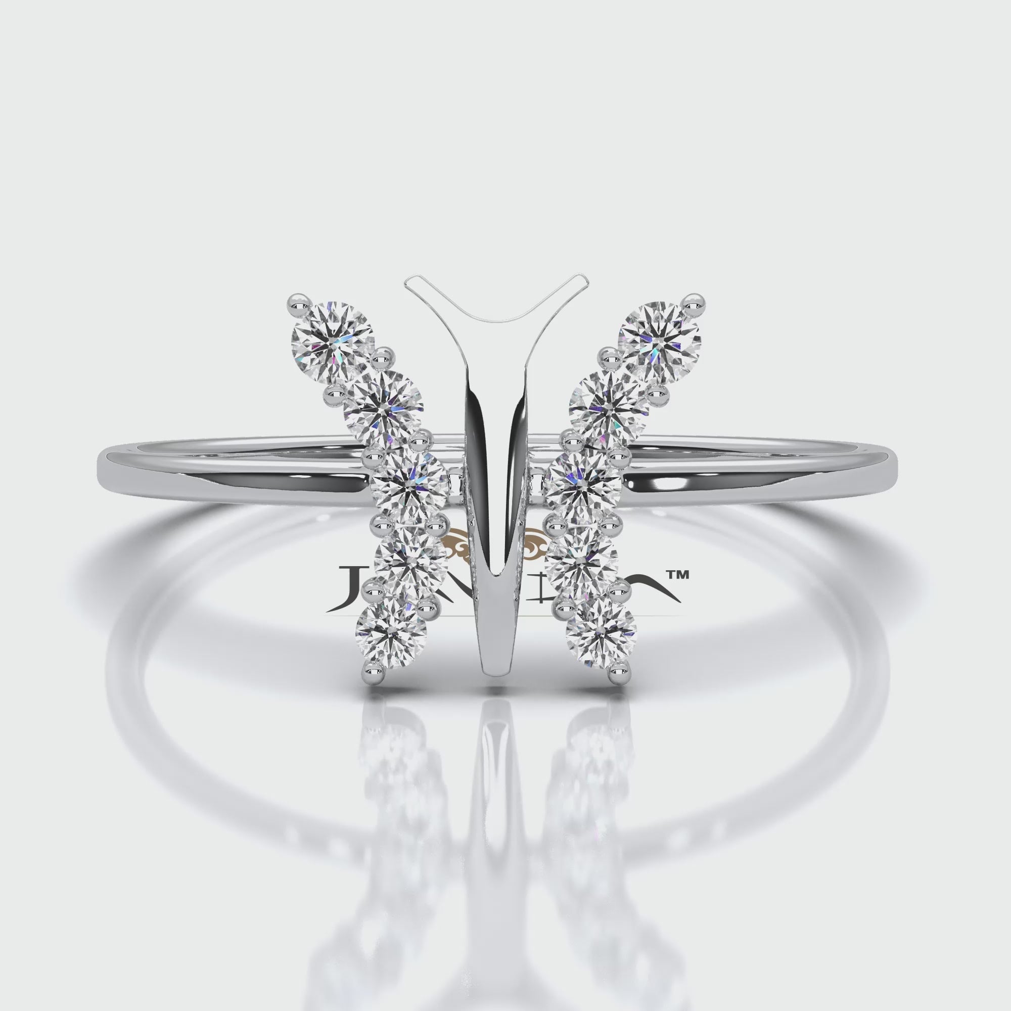 Minimalist Butterfly Prong Set Round Lab Diamond Fashionable Ring 0.16ctw.