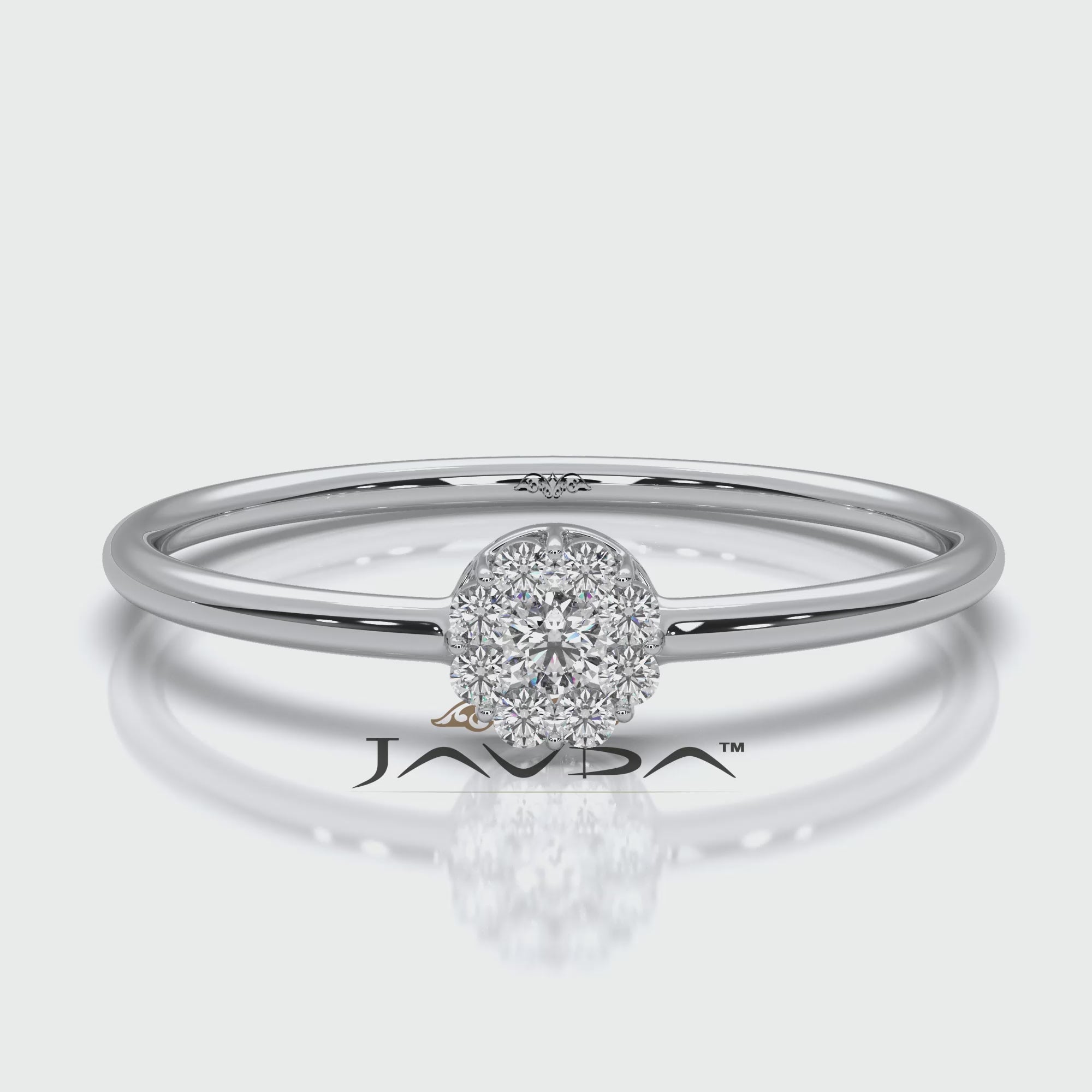 Minimalist Petite Halo Round Lab Diamond Fashion Ring 0.08ctw.