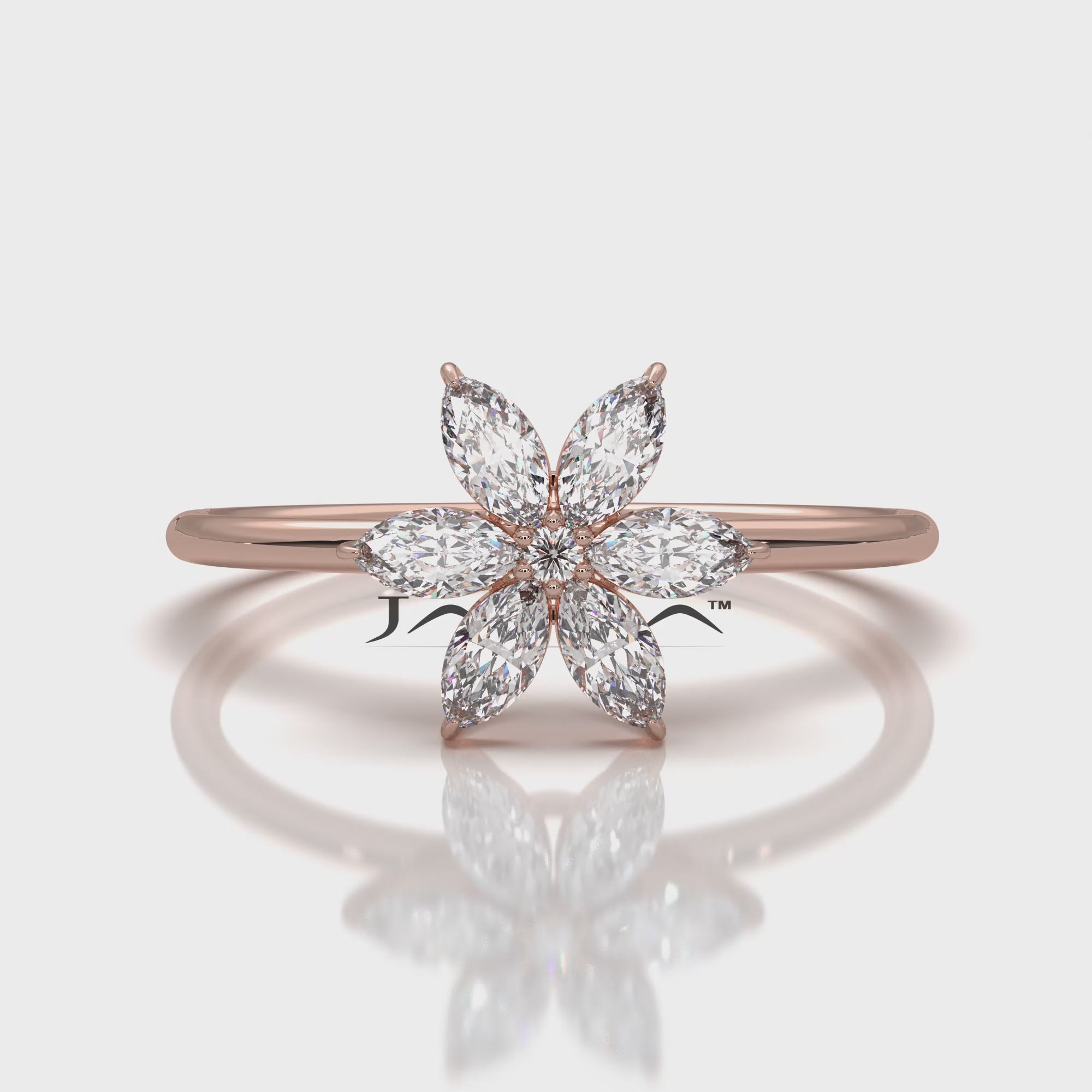 Flower Cluster Basket Minimalist Round Lab Diamond Fashion Ring 0.32ctw.