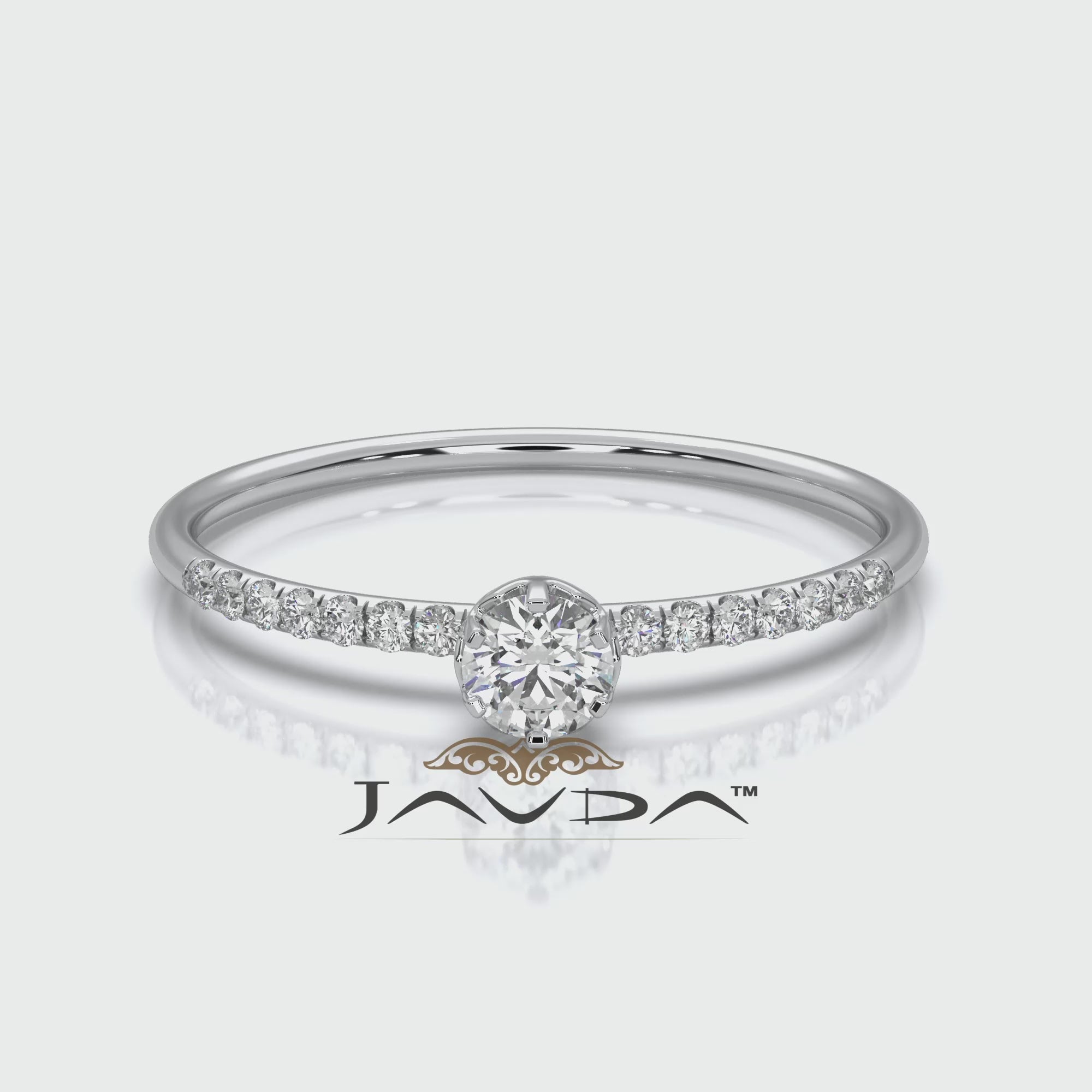 Classic French U Cut Pave Set Round Lab Diamond Fashion Ring 0.19ctw.
