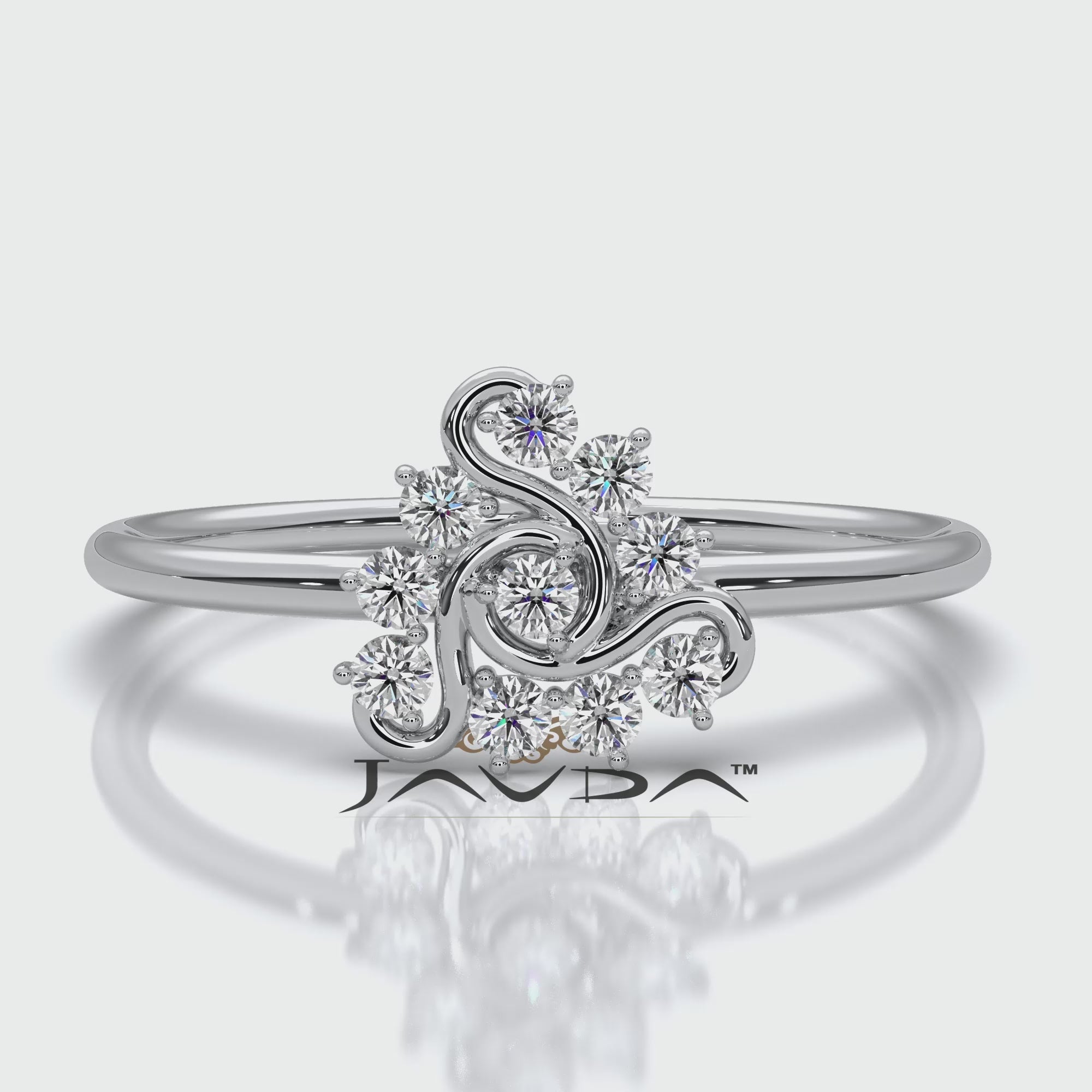 Prong Set Swirl Minimalist Round Lab Diamond Fashion Ring 0.15ctw.