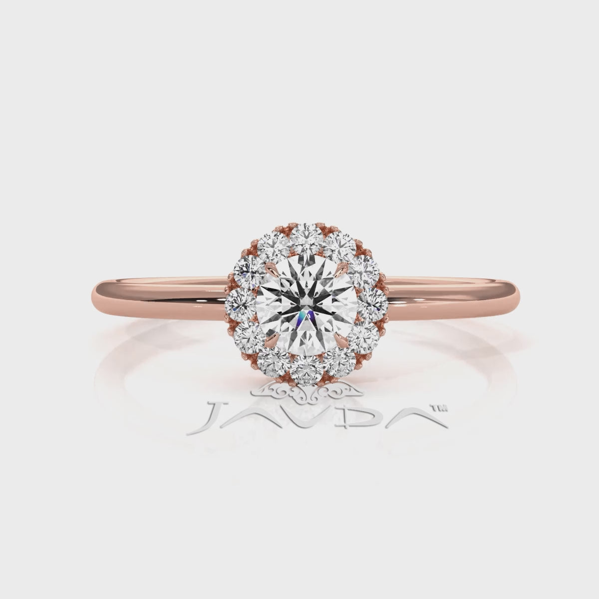 French U Cut Prong Halo Round Diamond Engagement Ring 0.32 Ctw.
