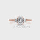 3 Stone Emerald Lab Grown Diamond Engagement Ring 0.84 Ctw.