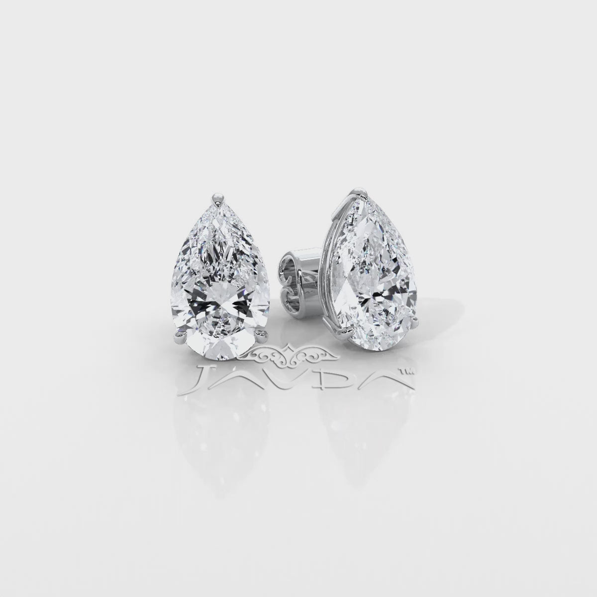 Pear Lab Grown Diamond Stud Earring IGI Certified in 14k White Gold 4.41 Ctw.