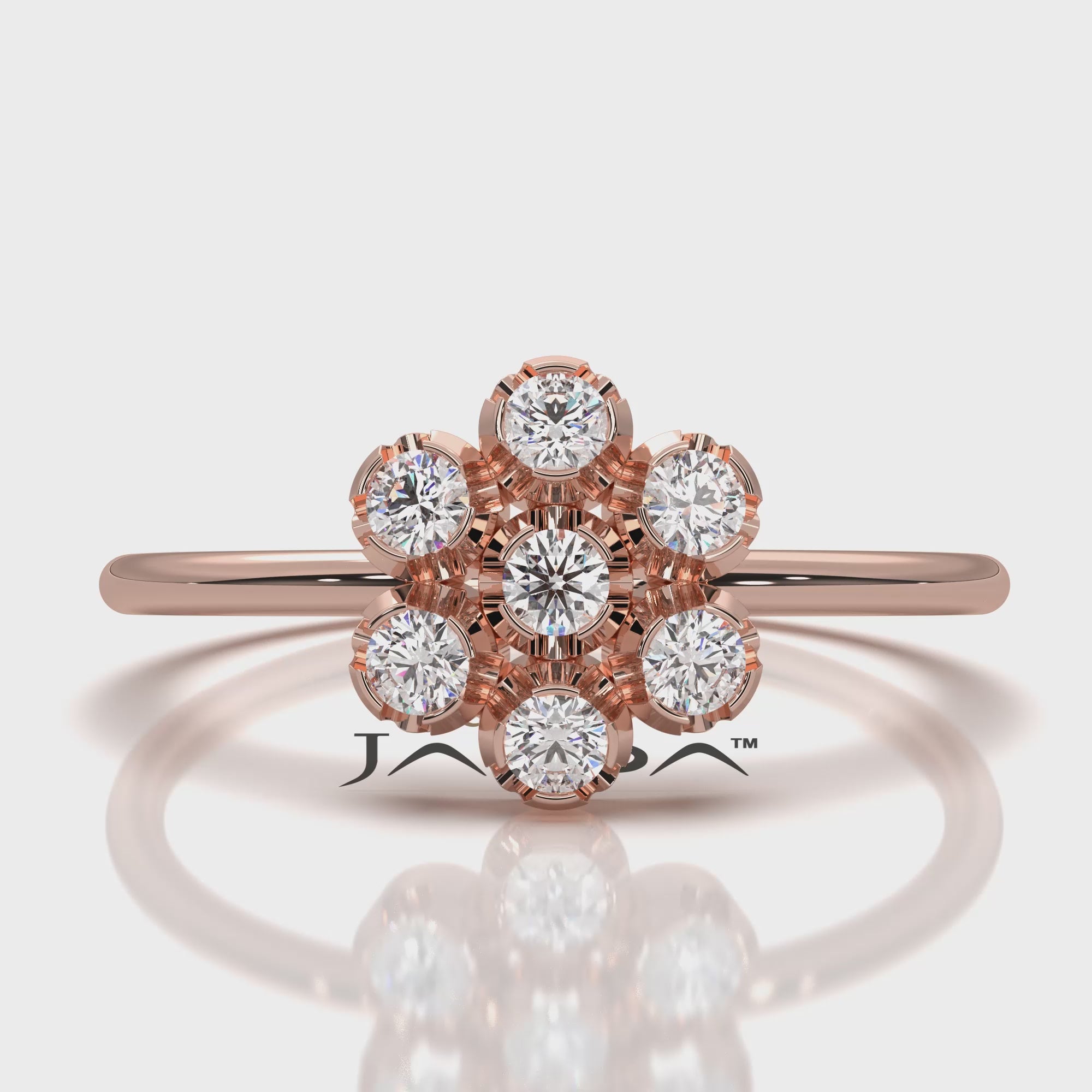 Flower Cluster Minimalist Bezel Round Lab Diamond Fashion Ring 0.21ctw.